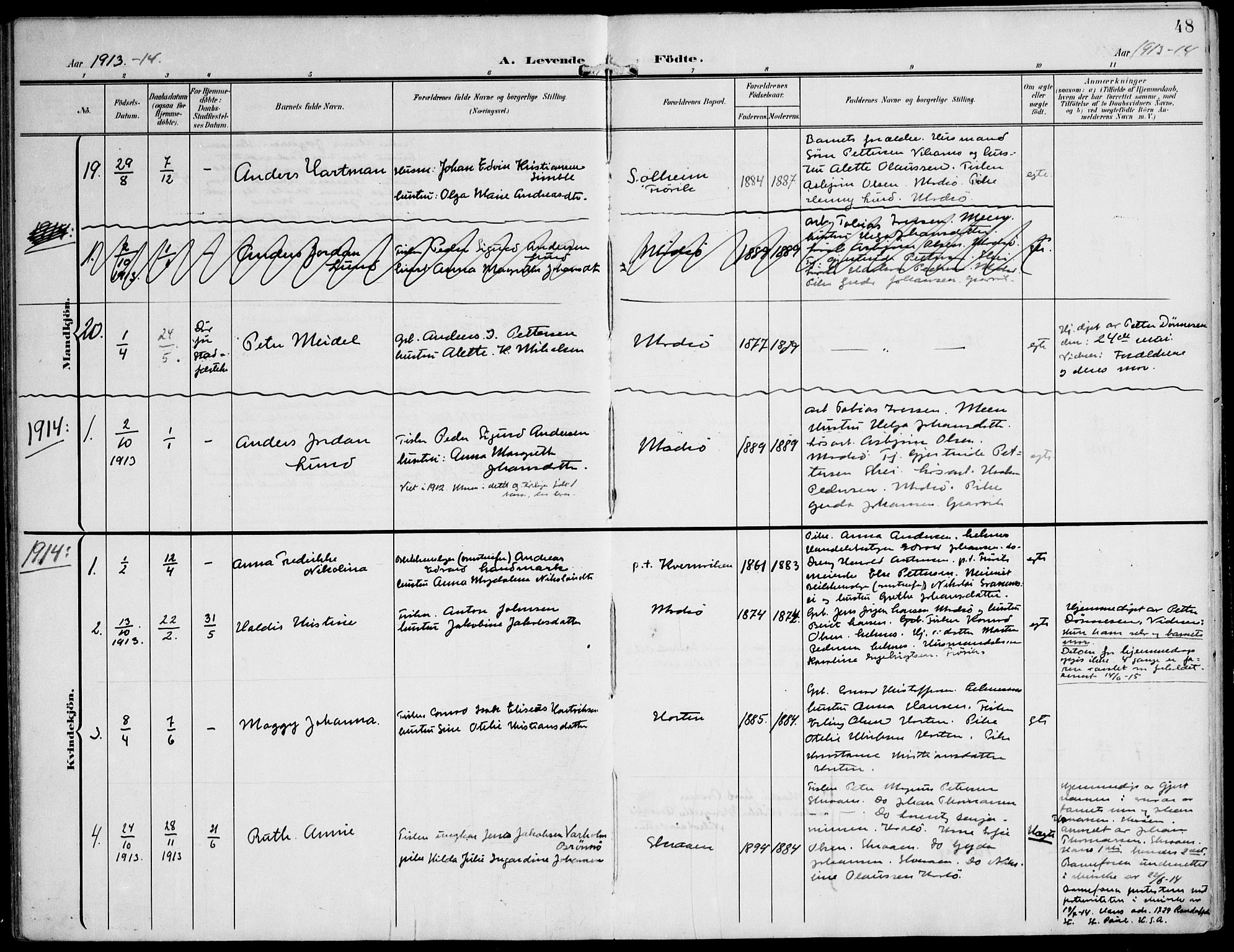 Ministerialprotokoller, klokkerbøker og fødselsregistre - Nord-Trøndelag, AV/SAT-A-1458/788/L0698: Parish register (official) no. 788A05, 1902-1921, p. 48