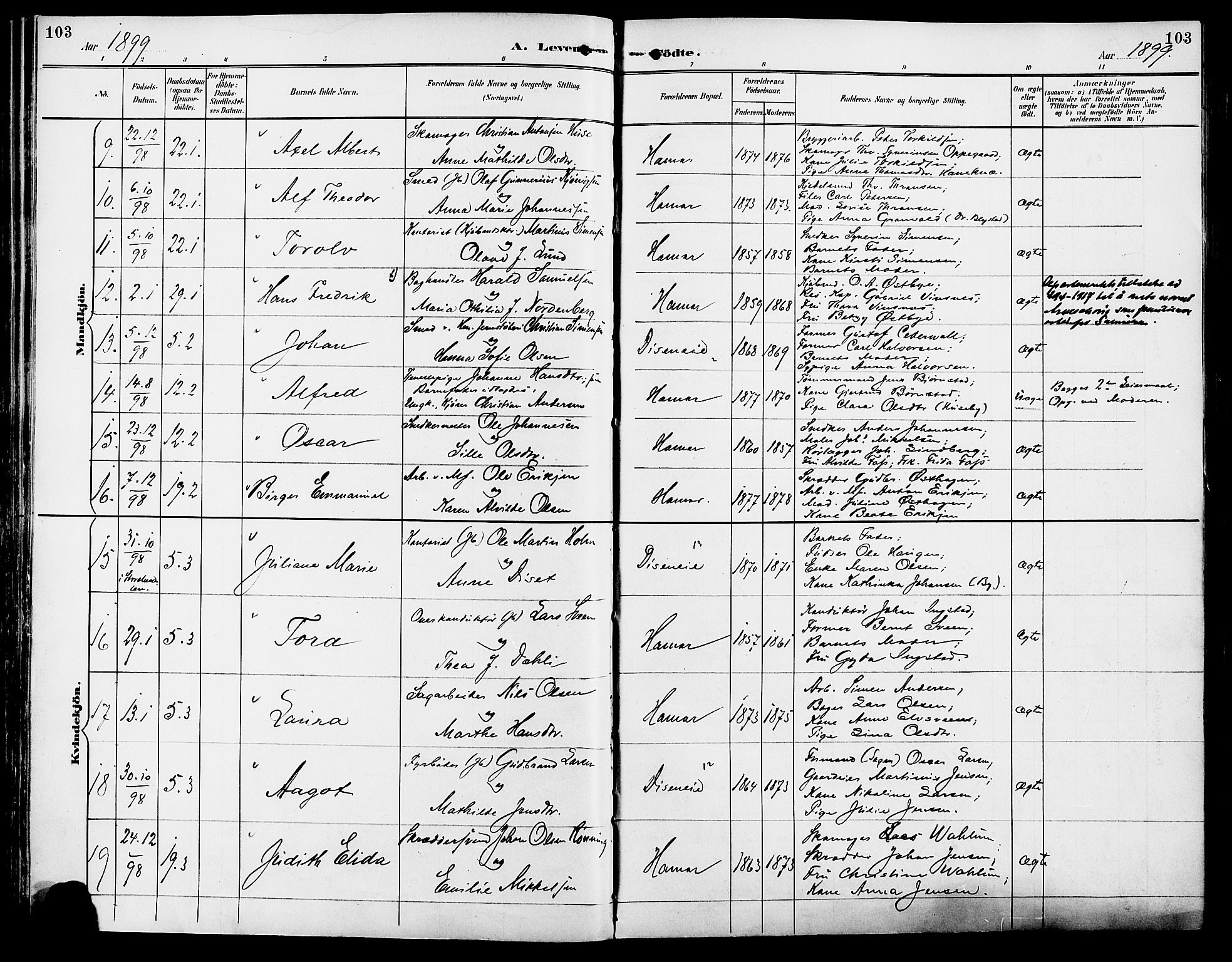 Vang prestekontor, Hedmark, SAH/PREST-008/H/Ha/Haa/L0017: Parish register (official) no. 17, 1890-1899, p. 103