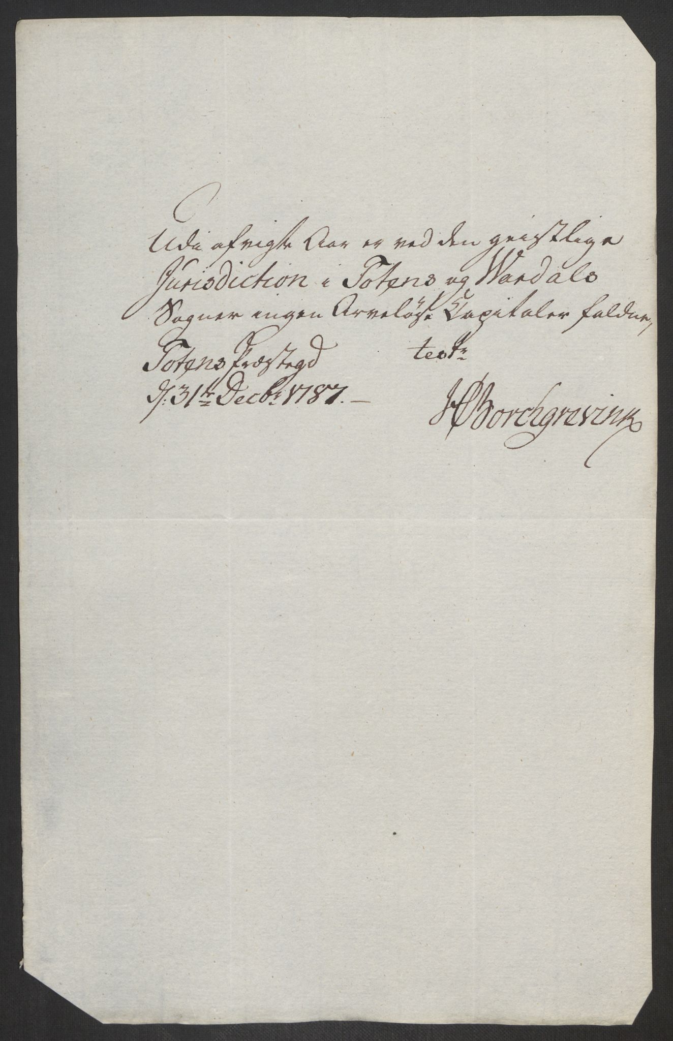 Rentekammeret inntil 1814, Reviderte regnskaper, Fogderegnskap, RA/EA-4092/R19/L1374: Fogderegnskap Toten, Hadeland og Vardal, 1787, p. 190