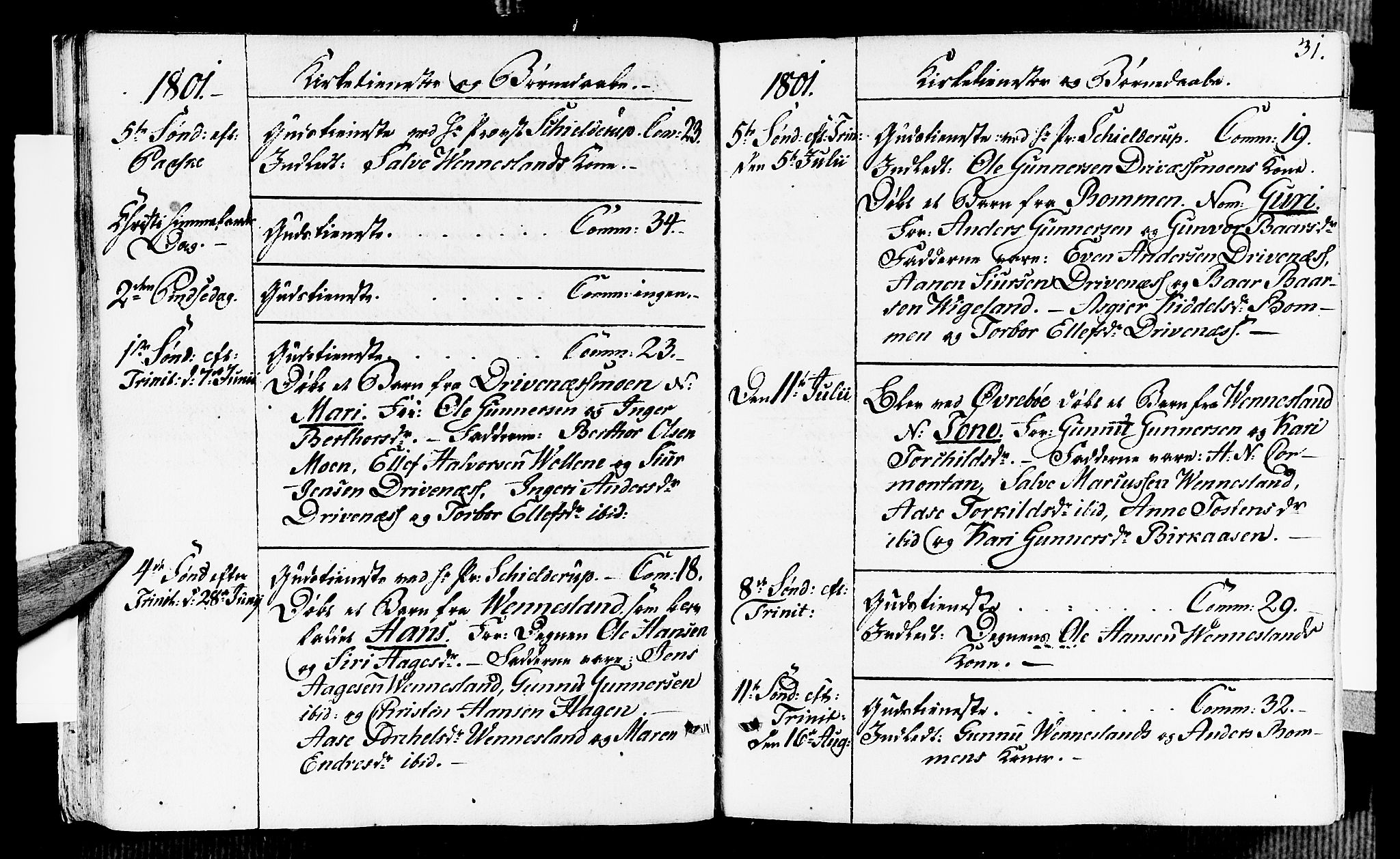 Vennesla sokneprestkontor, AV/SAK-1111-0045/Fa/Fab/L0002: Parish register (official) no. A 2, 1794-1834, p. 31