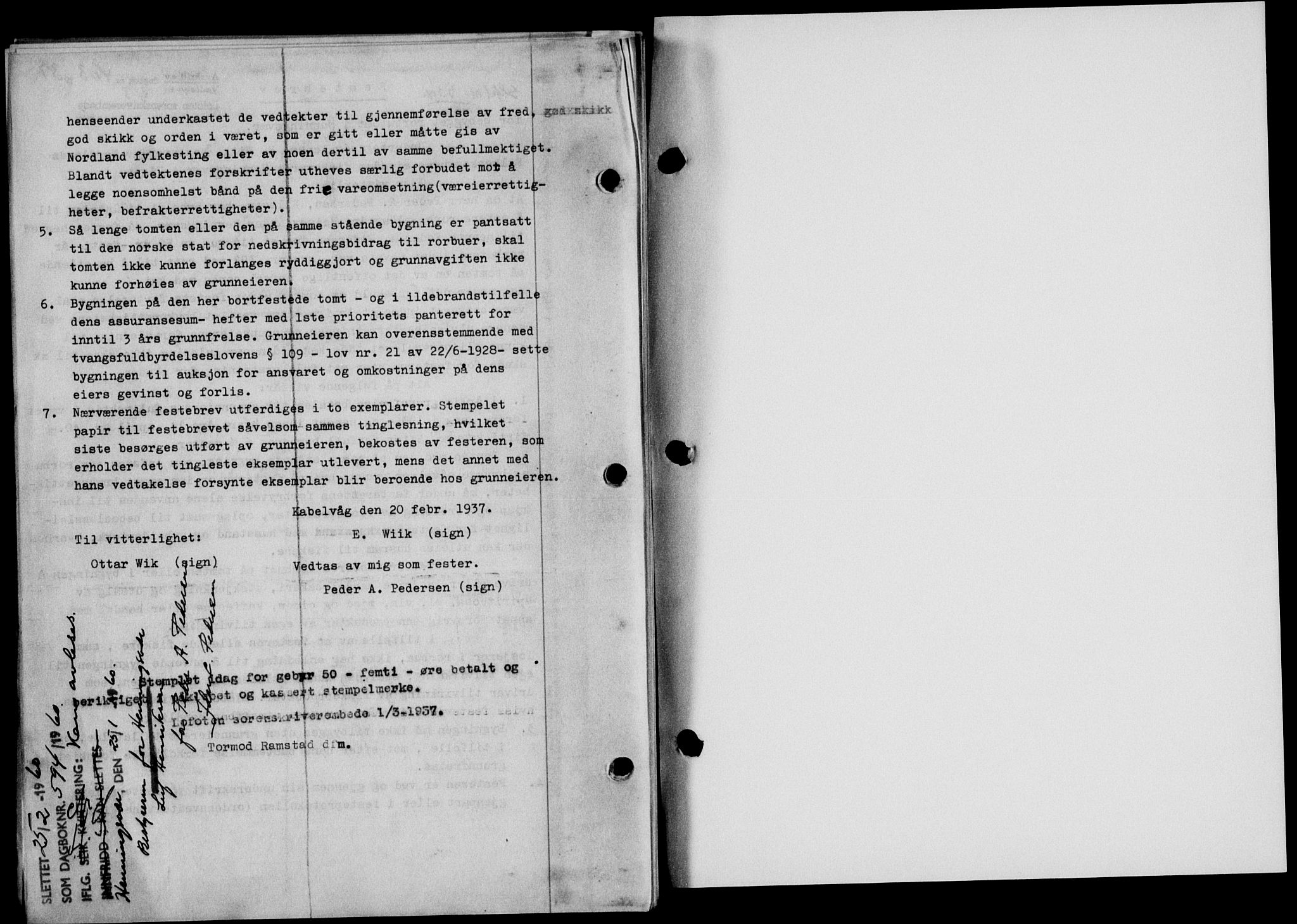 Lofoten sorenskriveri, SAT/A-0017/1/2/2C/L0001a: Mortgage book no. 1a, 1936-1937, Diary no: : 403/1937