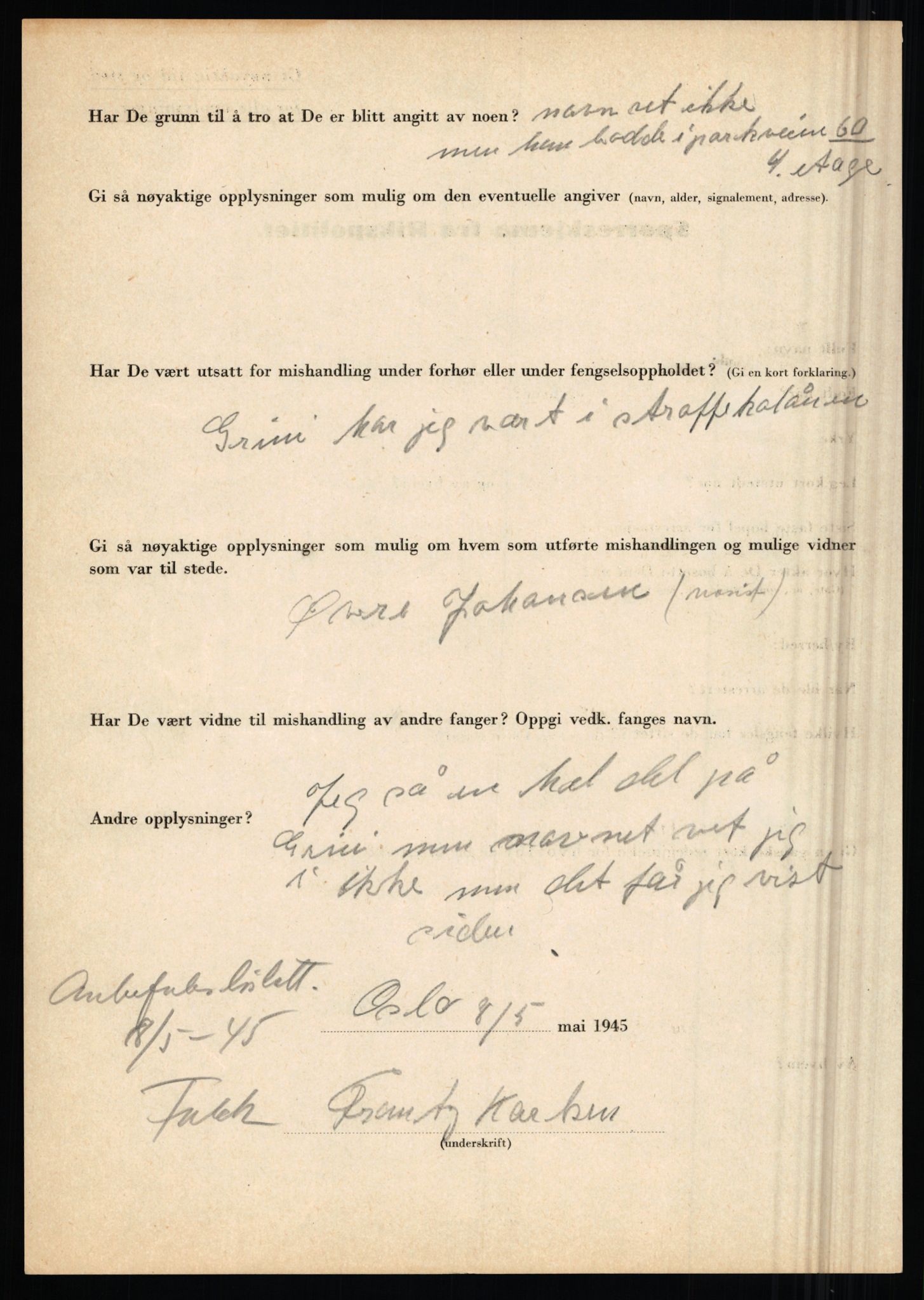 Rikspolitisjefen, AV/RA-S-1560/L/L0009: Karlsen, Aksel Emanuel - Kristiansen, Øivind Vetre, 1940-1945, p. 38