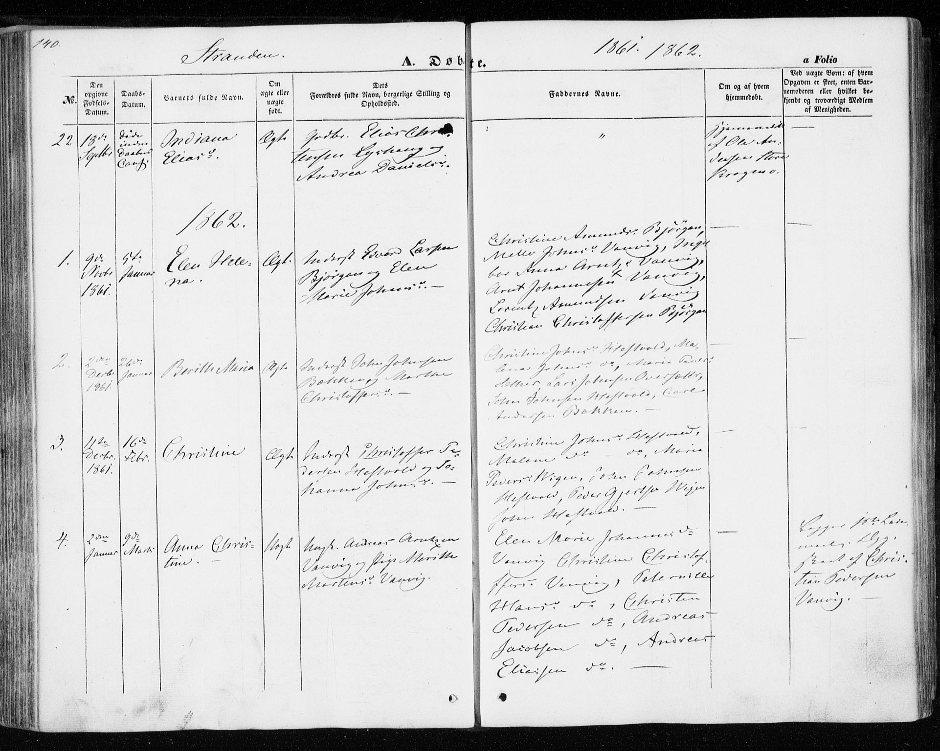 Ministerialprotokoller, klokkerbøker og fødselsregistre - Nord-Trøndelag, AV/SAT-A-1458/701/L0008: Parish register (official) no. 701A08 /2, 1854-1863, p. 140