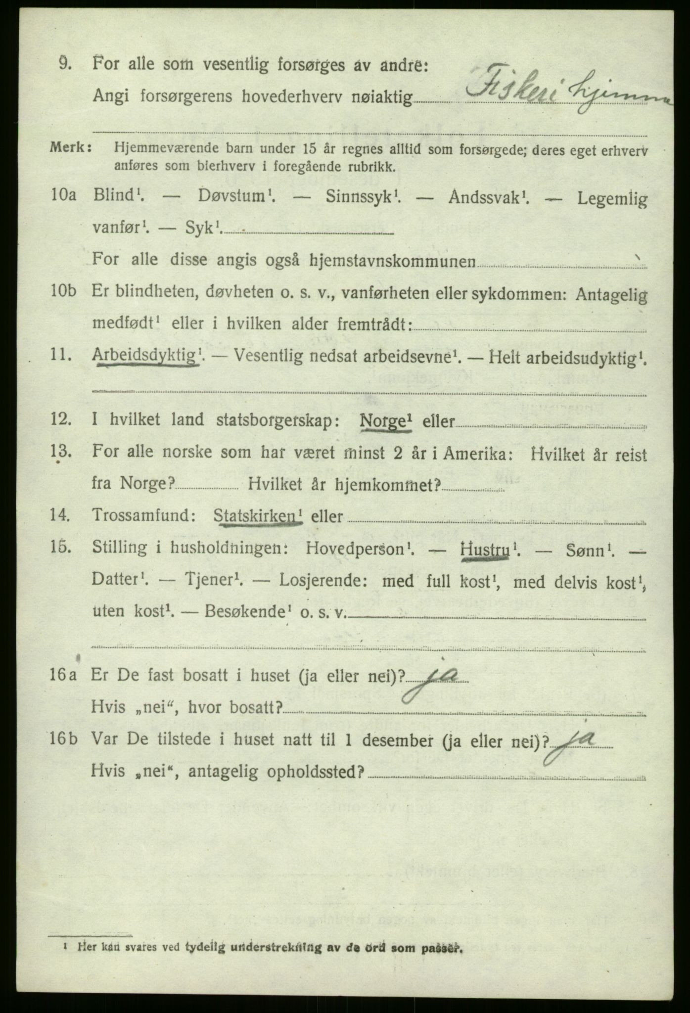 SAB, 1920 census for Selje, 1920, p. 3052