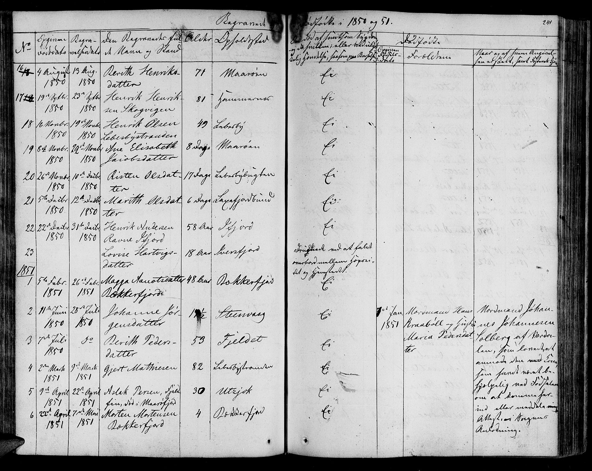 Lebesby sokneprestkontor, SATØ/S-1353/H/Ha/L0003kirke: Parish register (official) no. 3, 1833-1852, p. 241