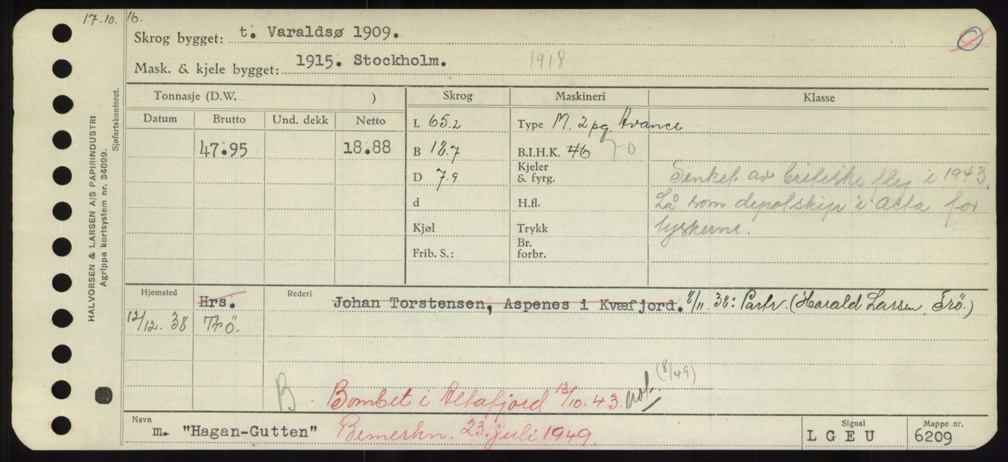 Sjøfartsdirektoratet med forløpere, Skipsmålingen, RA/S-1627/H/Hd/L0014: Fartøy, H-Havl, p. 67