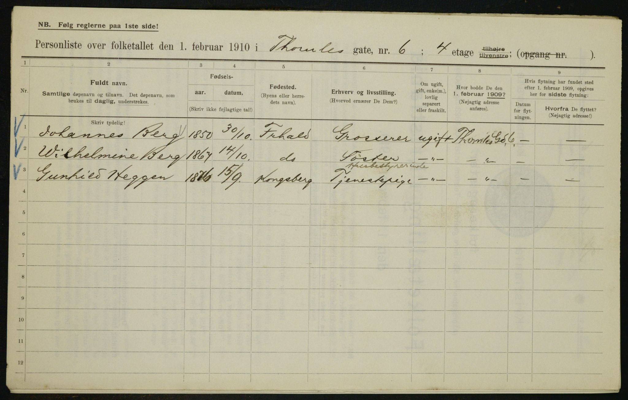 OBA, Municipal Census 1910 for Kristiania, 1910, p. 103679