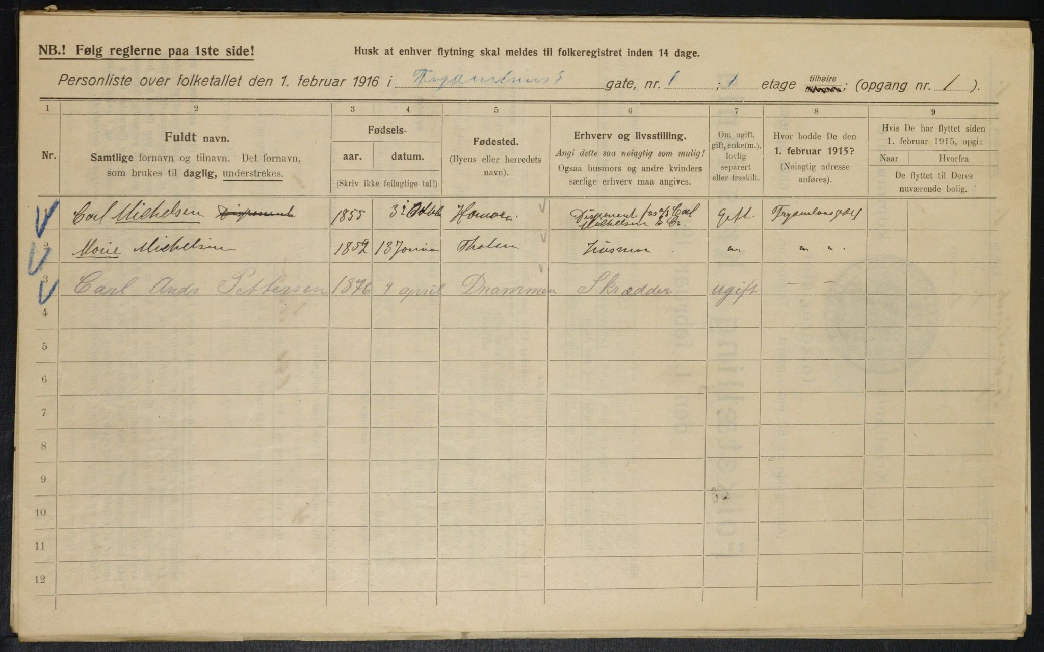 OBA, Municipal Census 1916 for Kristiania, 1916, p. 28532