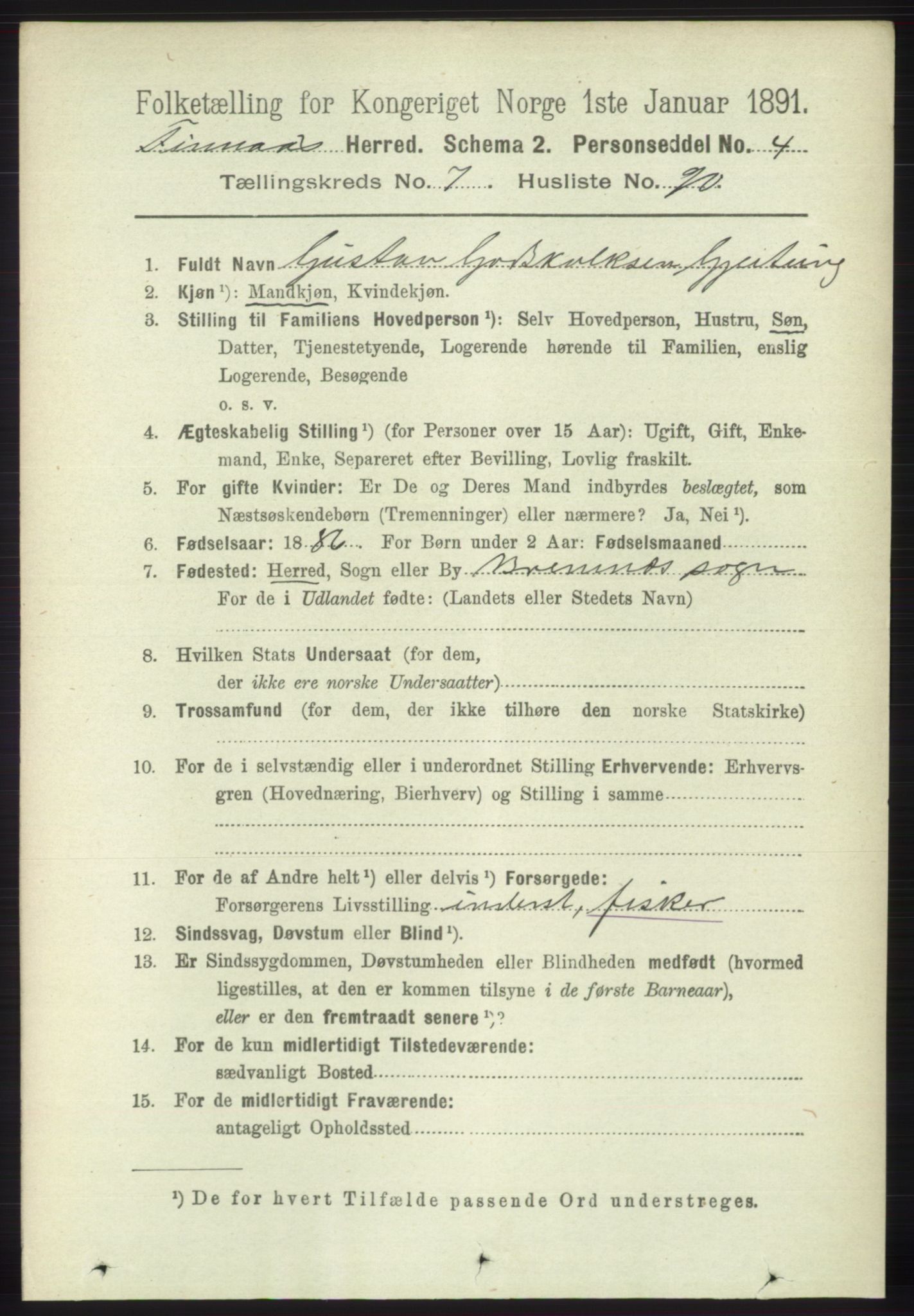 RA, 1891 census for 1218 Finnås, 1891, p. 3280