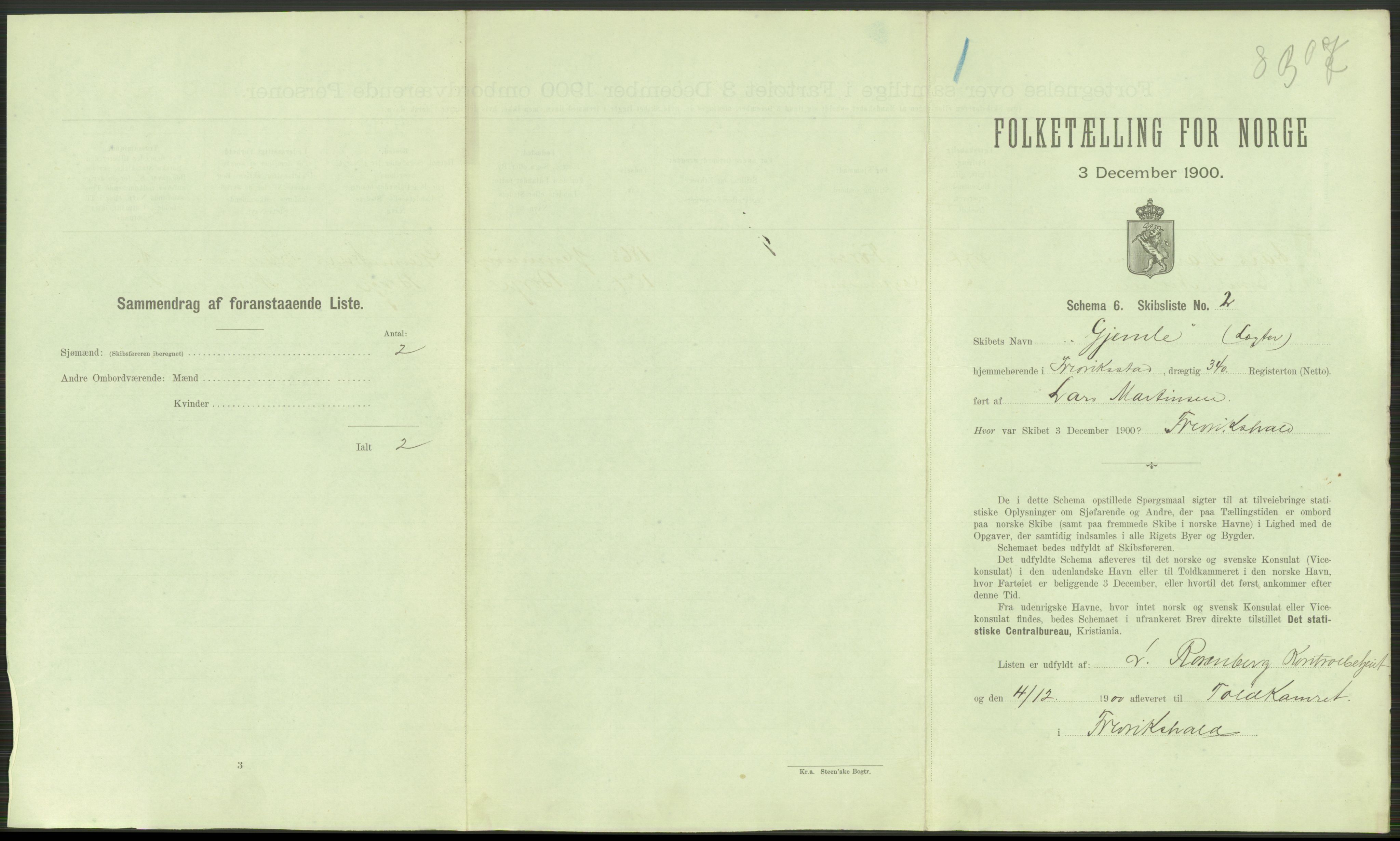 RA, 1900 Census - ship lists from ships in Norwegian harbours, harbours abroad and at sea, 1900, p. 5