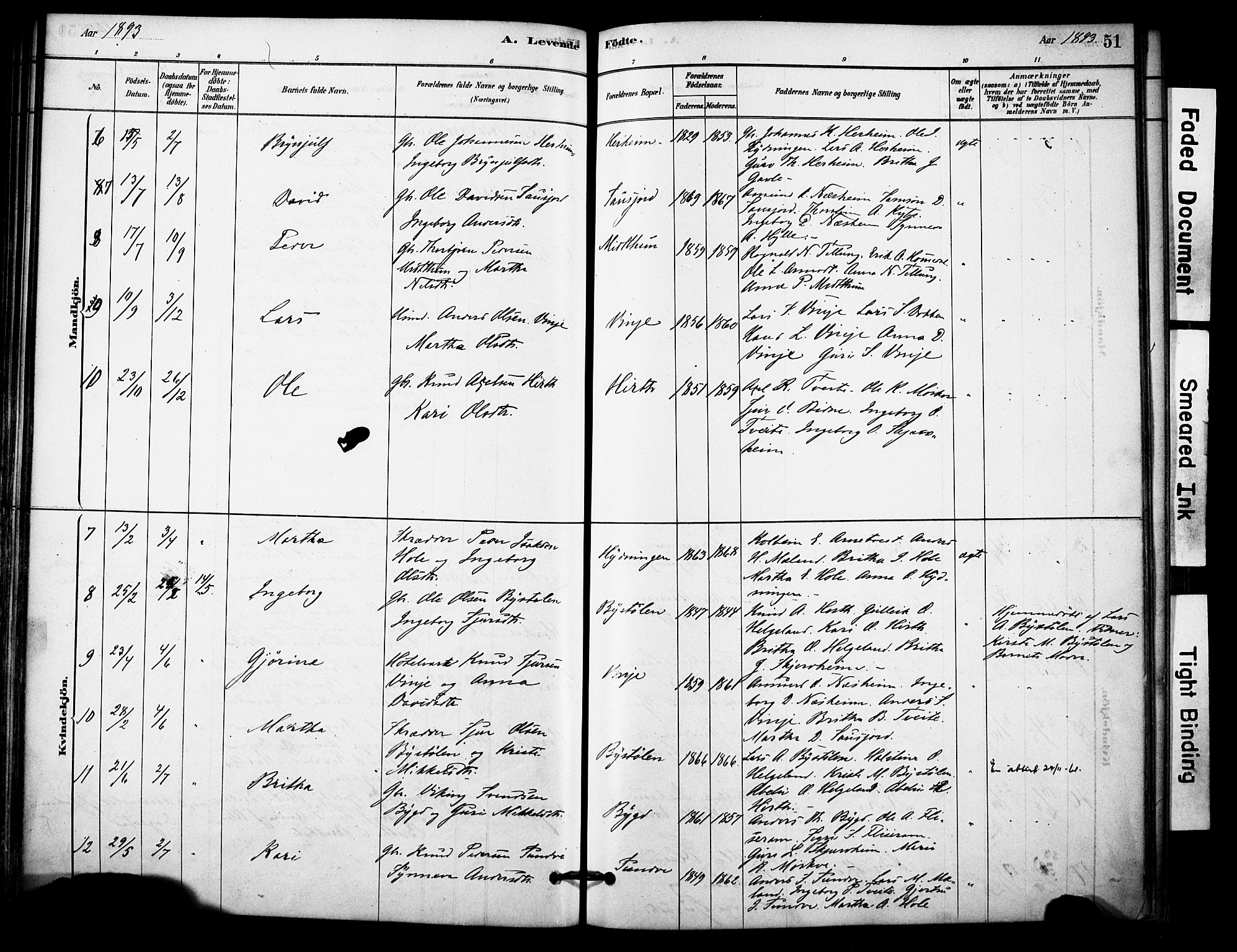 Vossestrand Sokneprestembete, AV/SAB-A-79101/H/Haa: Parish register (official) no. C 1, 1878-1903, p. 51