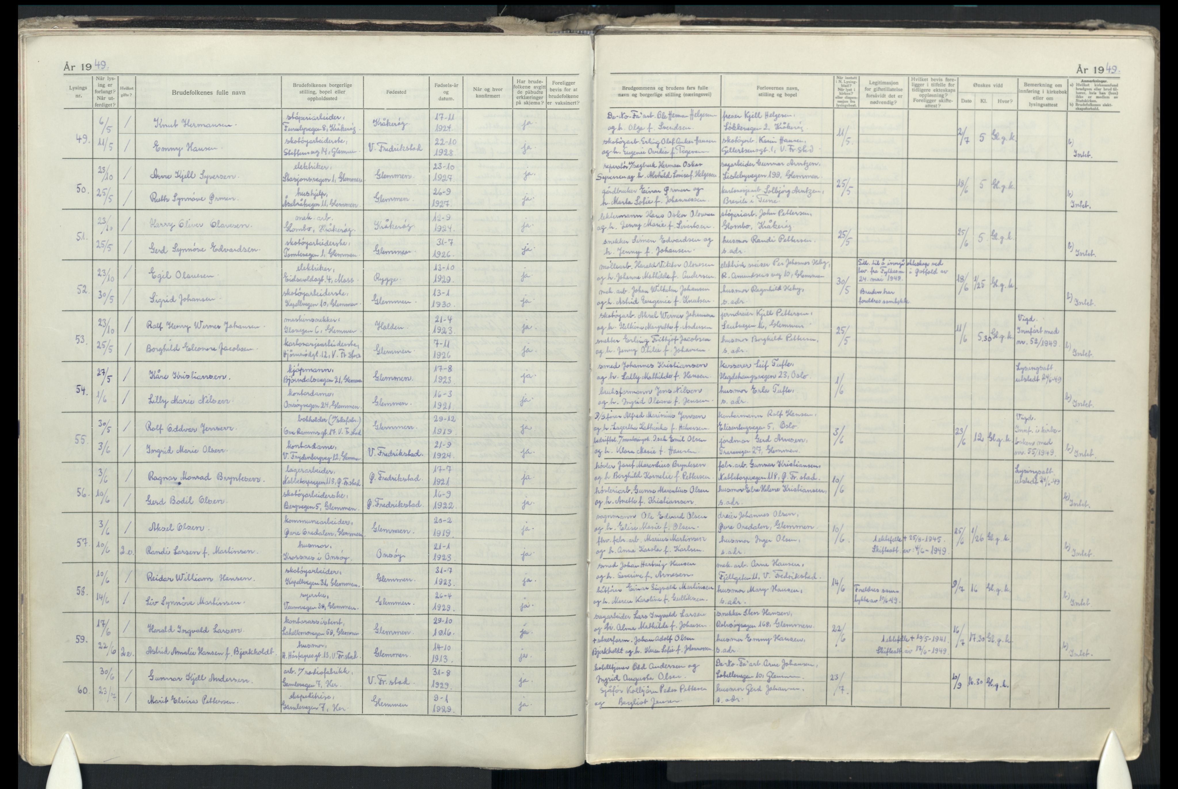 Glemmen prestekontor Kirkebøker, AV/SAO-A-10908/H/Ha/L0004: Banns register no. 4, 1942-1965