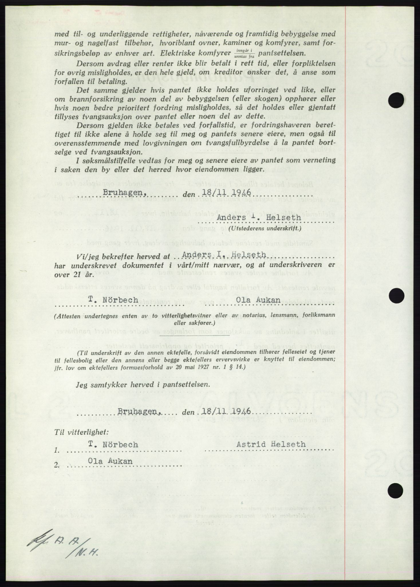 Nordmøre sorenskriveri, AV/SAT-A-4132/1/2/2Ca: Mortgage book no. B95, 1946-1947, Diary no: : 2450/1946