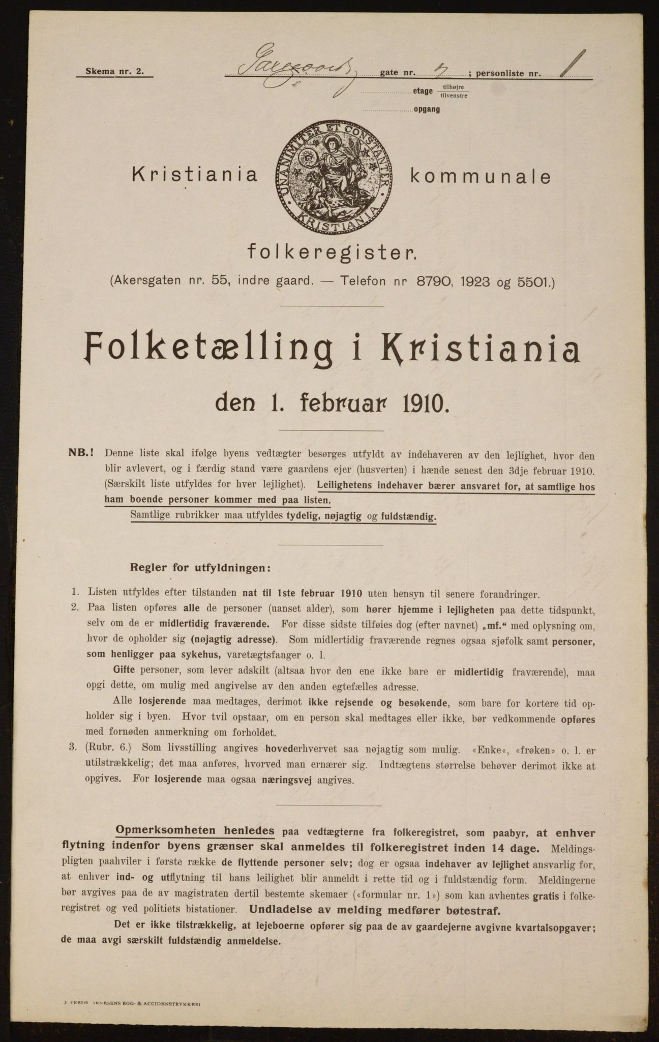 OBA, Municipal Census 1910 for Kristiania, 1910, p. 56446