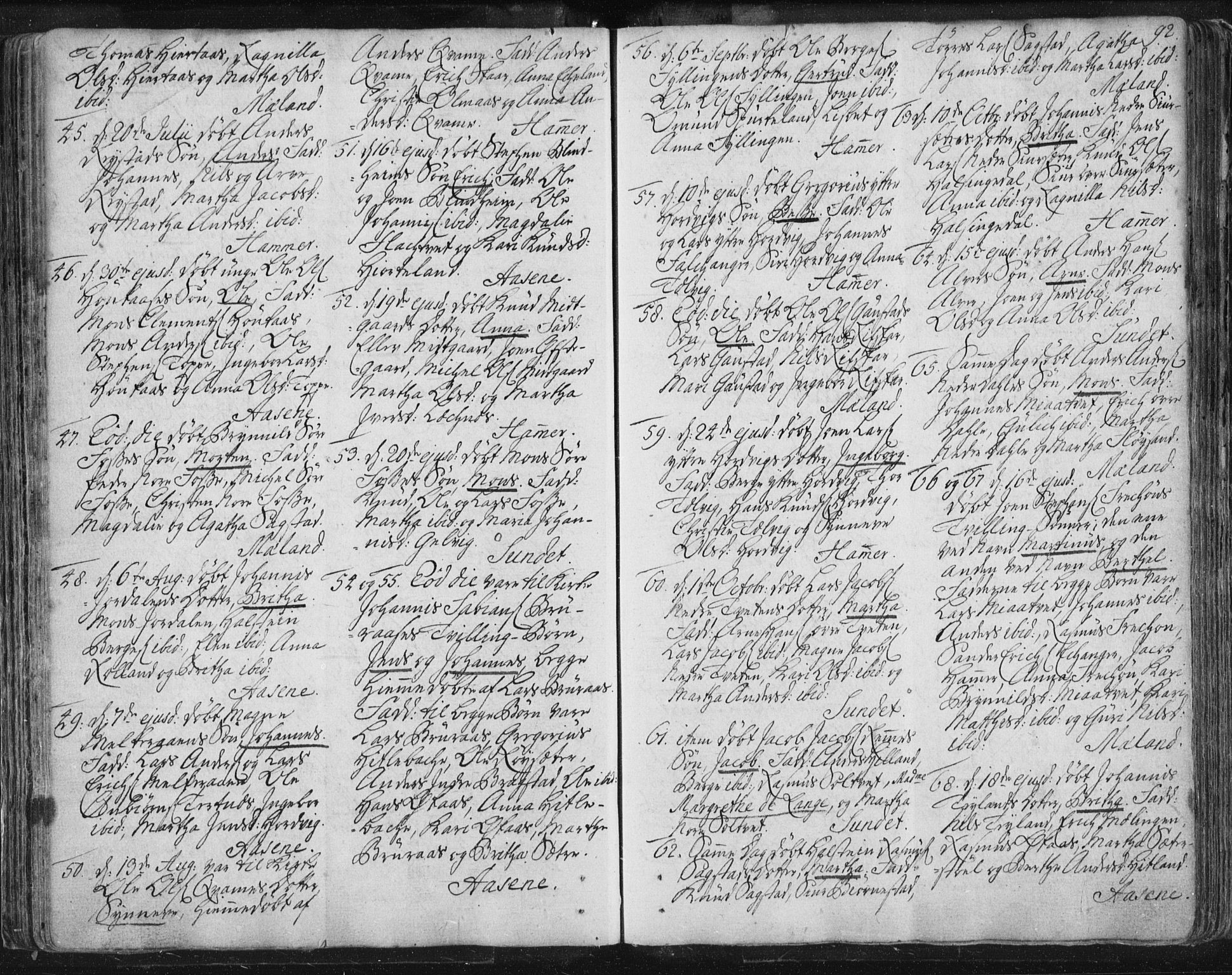 Hamre sokneprestembete, AV/SAB-A-75501/H/Ha/Haa/Haaa/L0008: Parish register (official) no. A 8, 1778-1804, p. 92