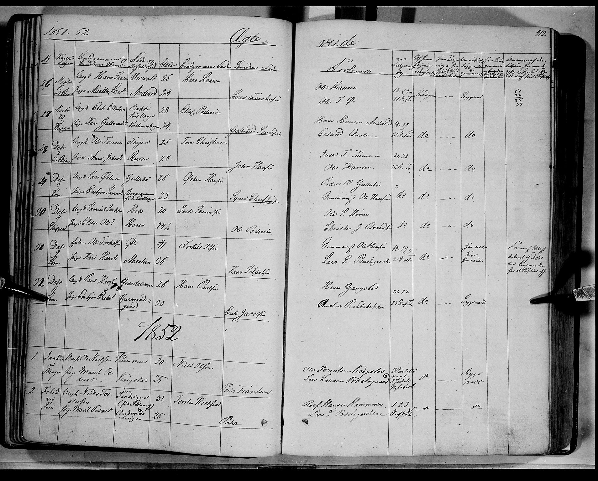 Lom prestekontor, SAH/PREST-070/K/L0006: Parish register (official) no. 6B, 1837-1863, p. 412