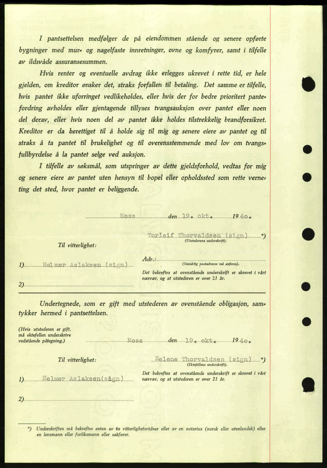 Moss sorenskriveri, AV/SAO-A-10168: Mortgage book no. B10, 1940-1941, Diary no: : 1414/1940