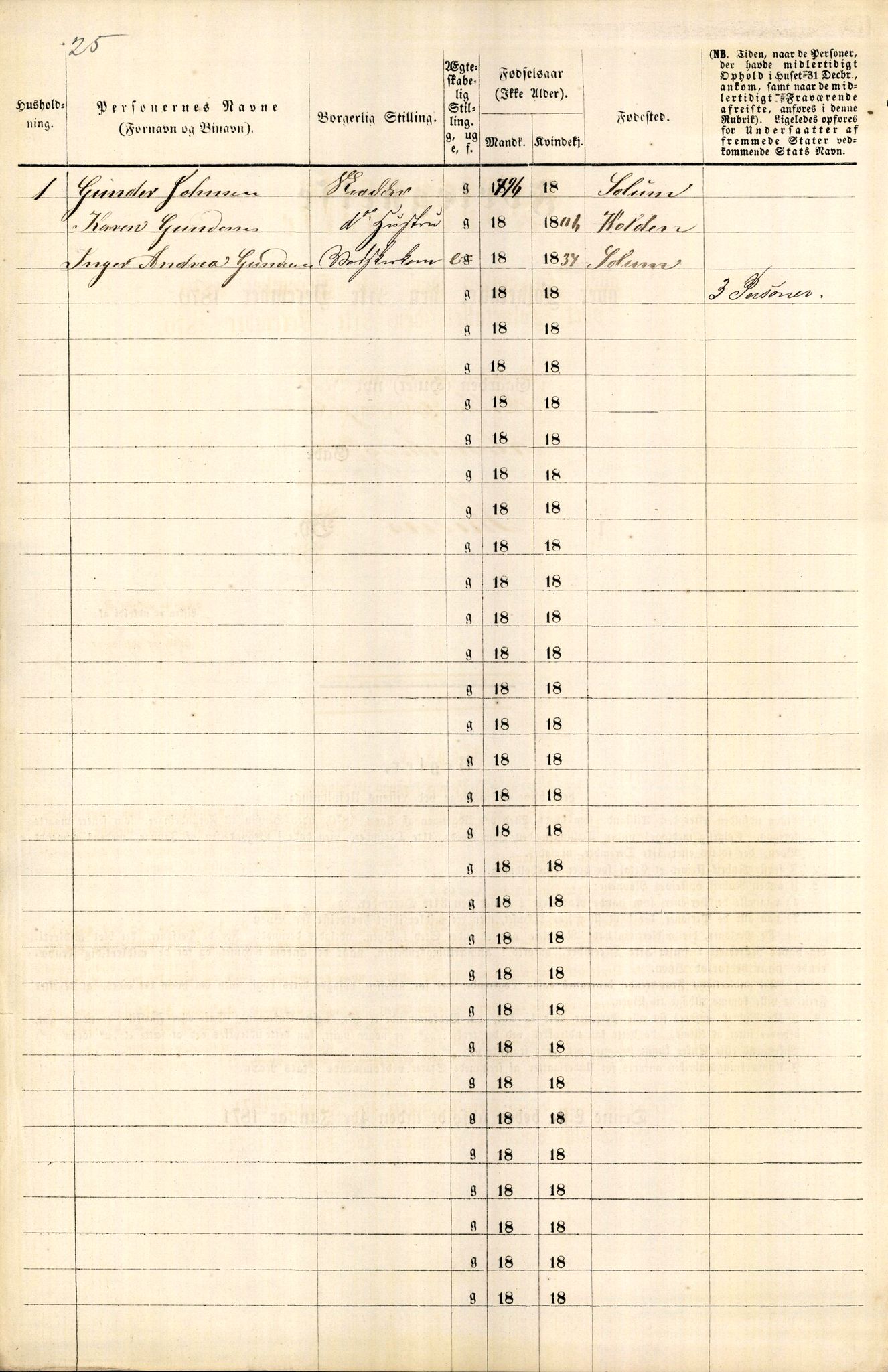 RA, 1870 census for 0806 Skien, 1870, p. 806