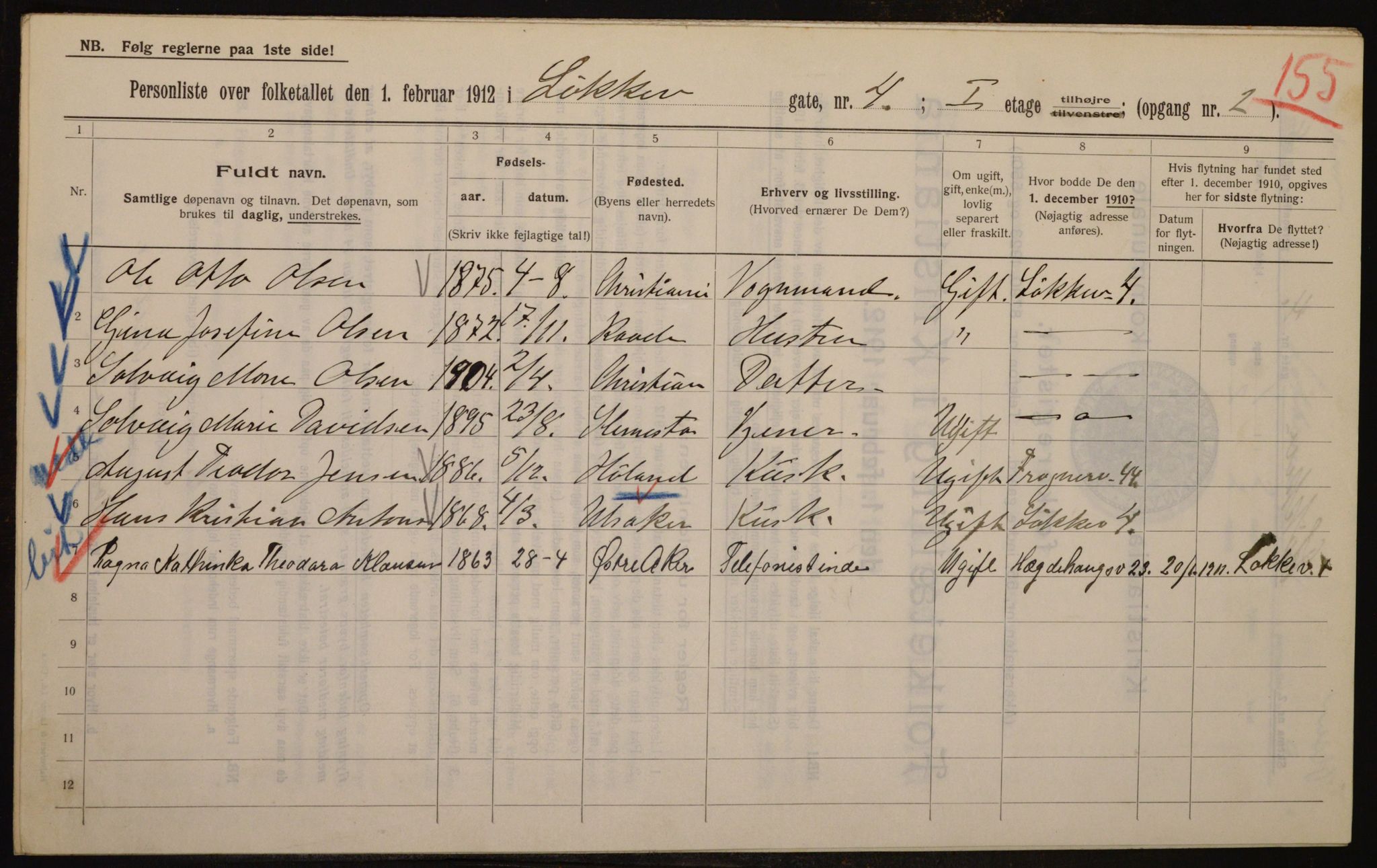 OBA, Municipal Census 1912 for Kristiania, 1912, p. 59037