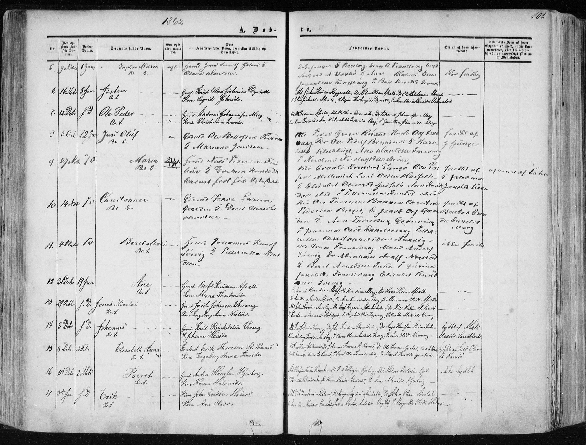 Ministerialprotokoller, klokkerbøker og fødselsregistre - Møre og Romsdal, AV/SAT-A-1454/568/L0804: Parish register (official) no. 568A11, 1854-1868, p. 101