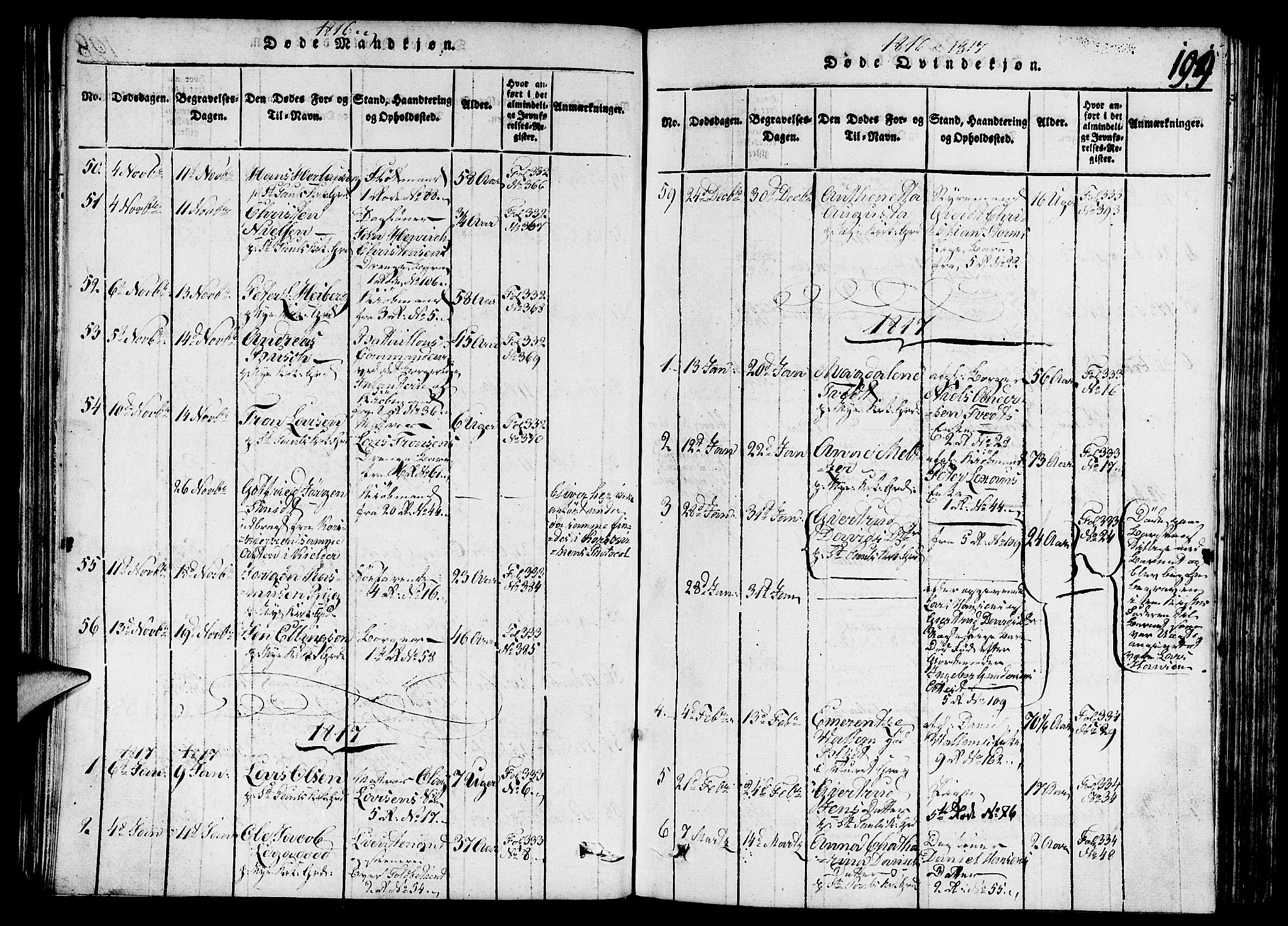 Nykirken Sokneprestembete, SAB/A-77101/H/Hab/L0003: Parish register (copy) no. A 4, 1816-1821, p. 199