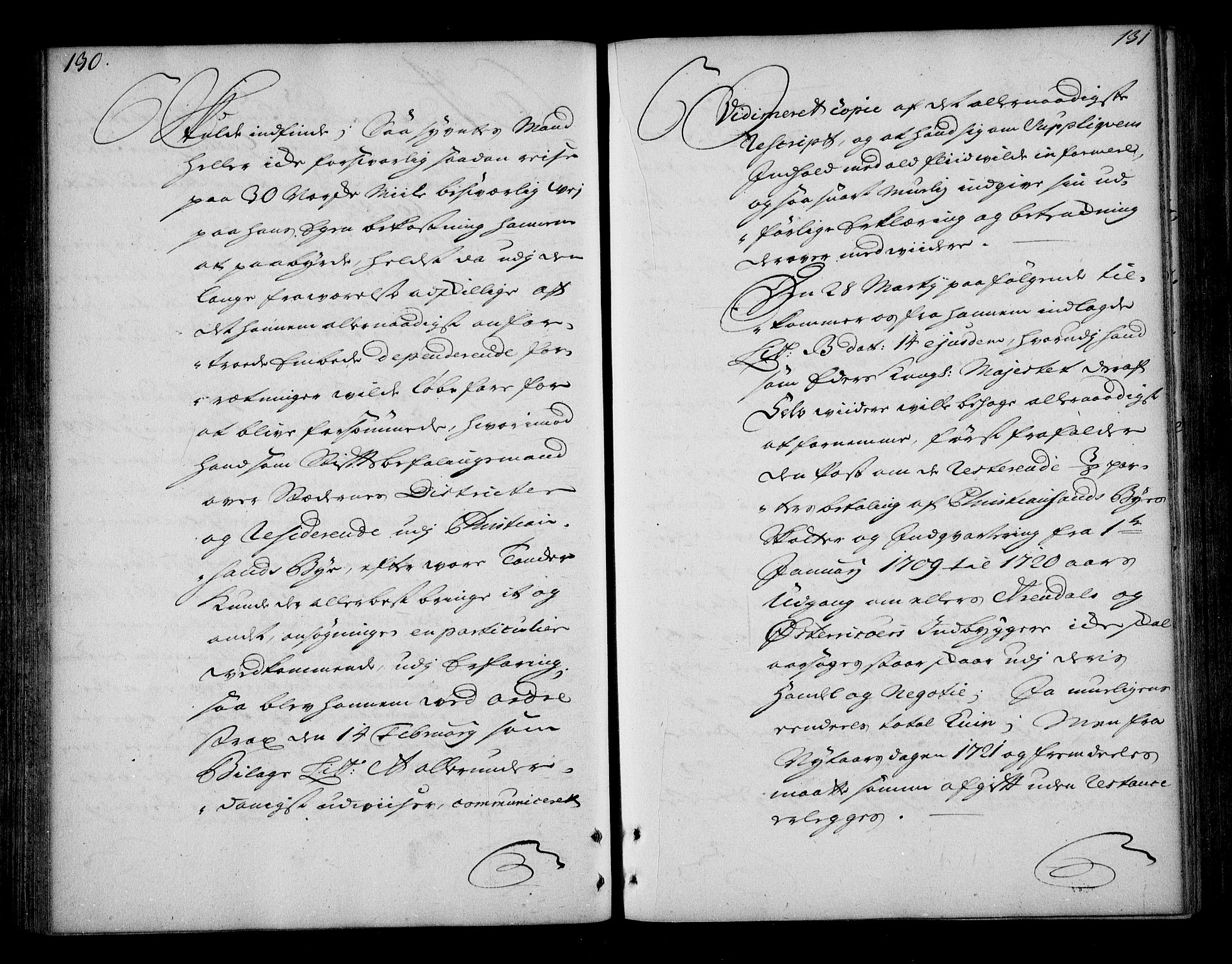 Stattholderembetet 1572-1771, AV/RA-EA-2870/Bd/L0003: Relasjonsprotokoll, 1720-1722, p. 130-131