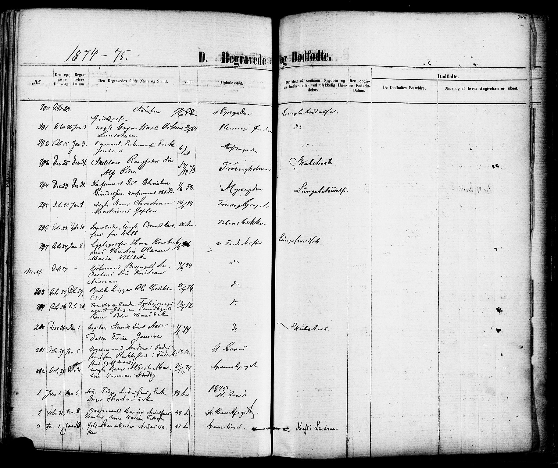 Fredrikstad domkirkes prestekontor Kirkebøker, AV/SAO-A-10906/F/Fa/L0001: Parish register (official) no. 1, 1871-1878, p. 346