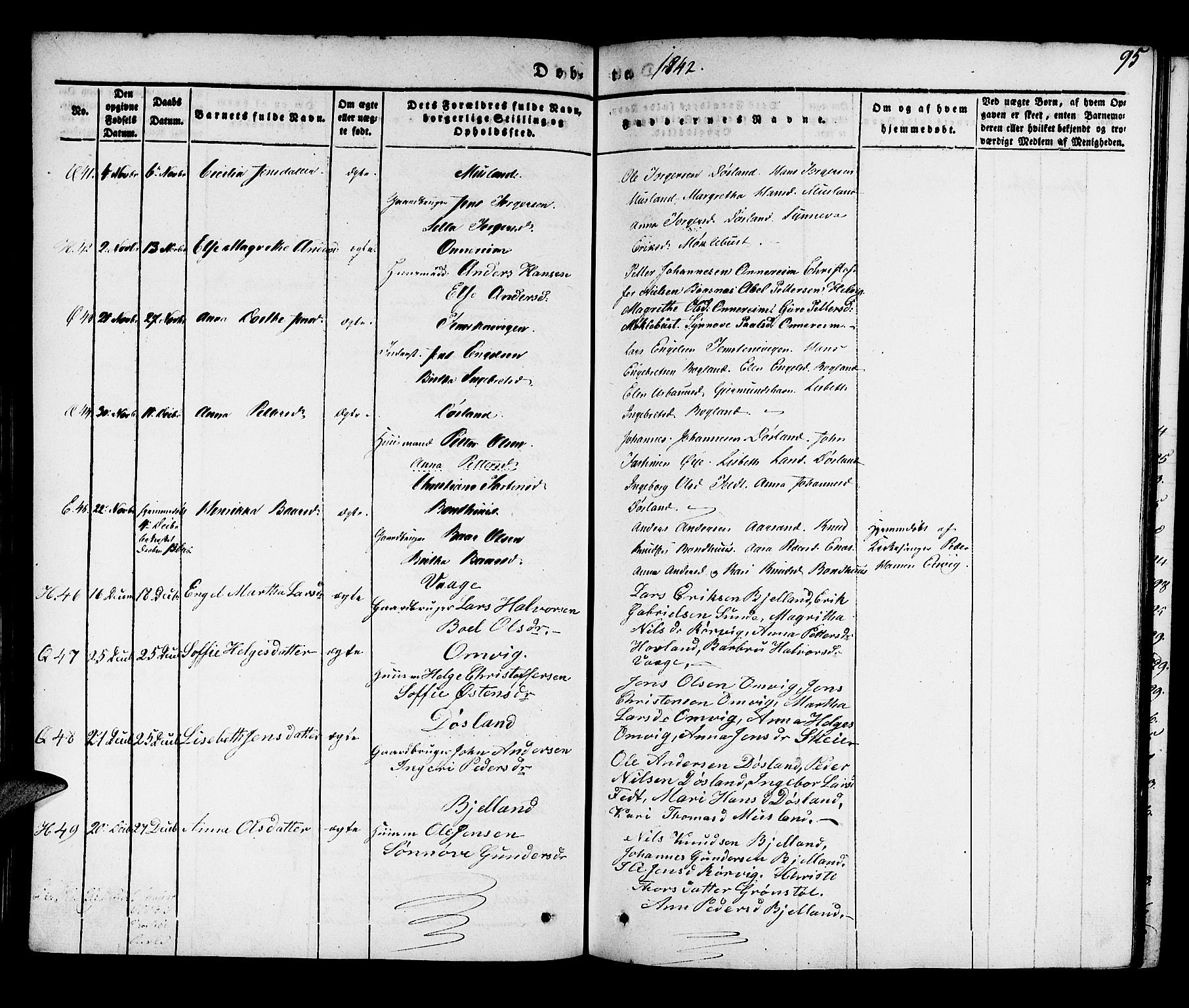 Kvinnherad sokneprestembete, SAB/A-76401/H/Haa: Parish register (official) no. A 6, 1835-1843, p. 95