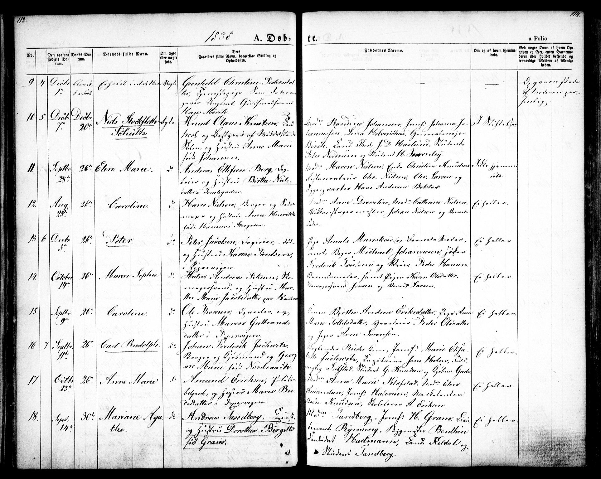 Oslo domkirke Kirkebøker, SAO/A-10752/F/Fa/L0012: Parish register (official) no. 12, 1837-1845, p. 113-114