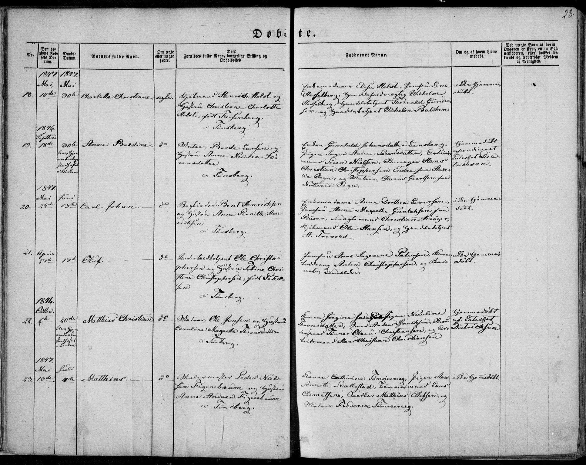 Tønsberg kirkebøker, SAKO/A-330/F/Fa/L0007: Parish register (official) no. I 7, 1845-1854, p. 28