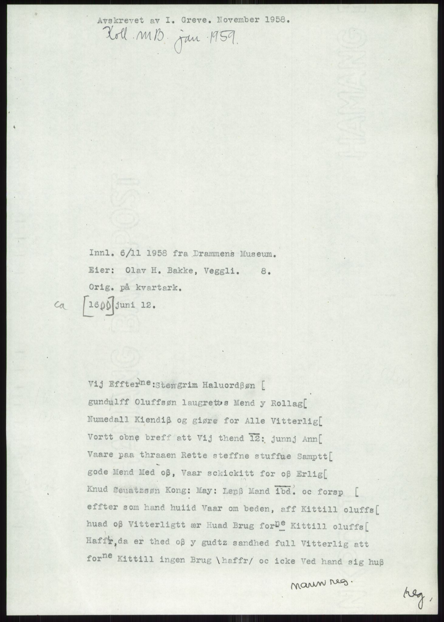 Samlinger til kildeutgivelse, Diplomavskriftsamlingen, AV/RA-EA-4053/H/Ha, p. 1459