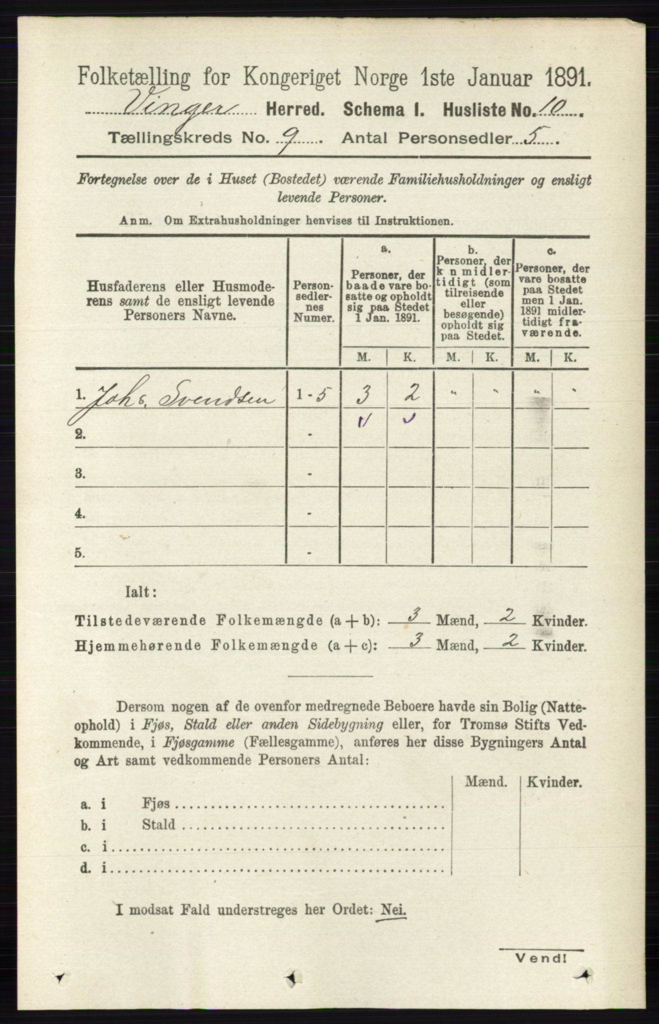 RA, 1891 census for 0421 Vinger, 1891, p. 4292