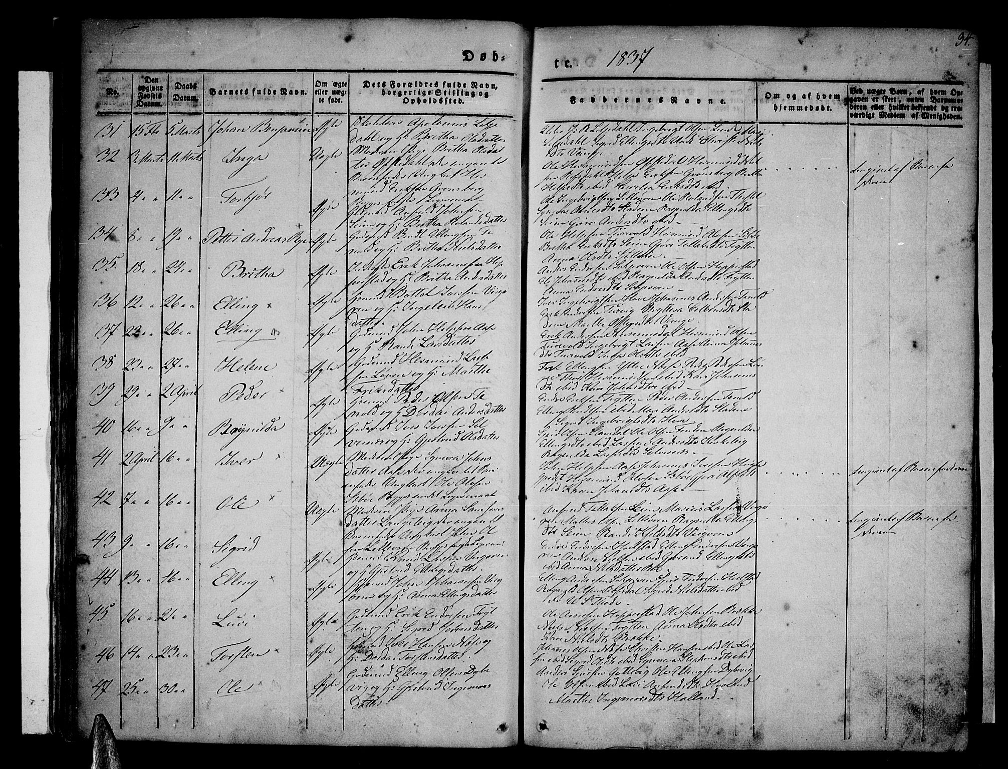 Vik sokneprestembete, SAB/A-81501: Parish register (official) no. A 7, 1831-1845, p. 34
