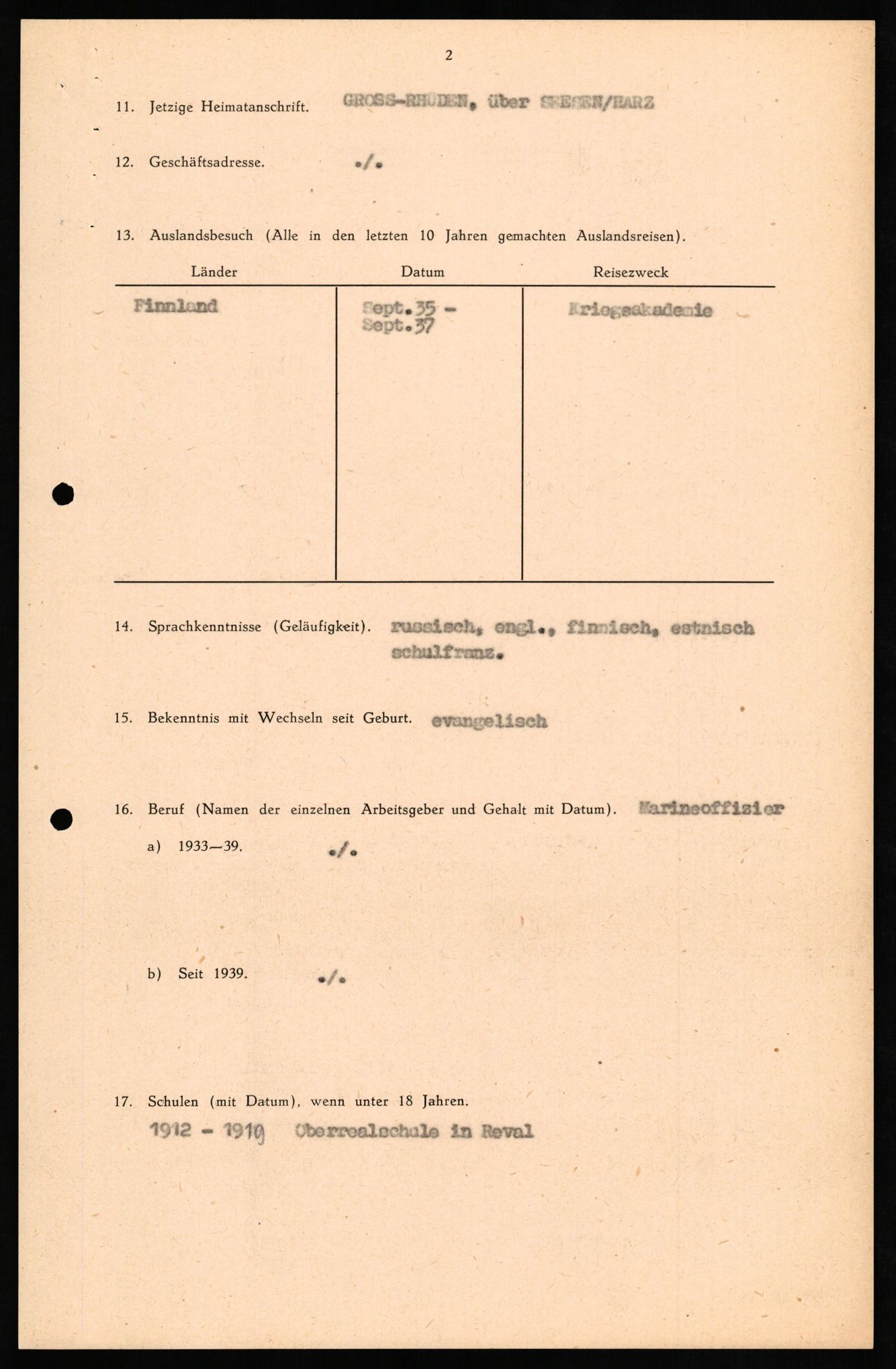 Forsvaret, Forsvarets overkommando II, AV/RA-RAFA-3915/D/Db/L0020: CI Questionaires. Tyske okkupasjonsstyrker i Norge. Tyskere., 1945-1946, p. 228