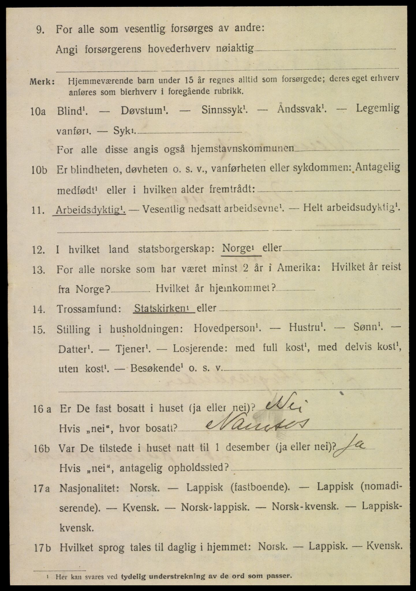 SAT, 1920 census for Vemundvik, 1920, p. 4212