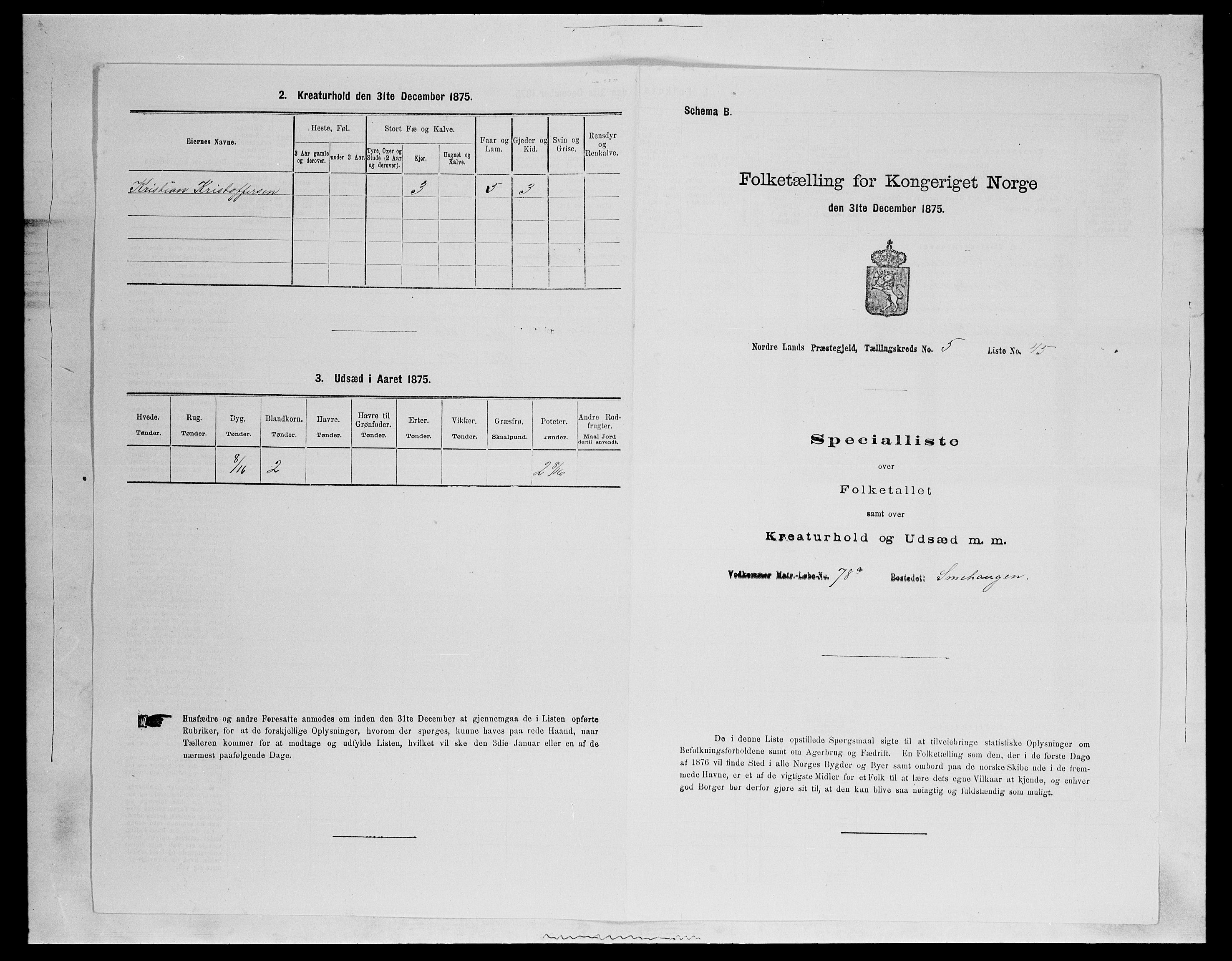 SAH, 1875 census for 0538P Nordre Land, 1875, p. 770