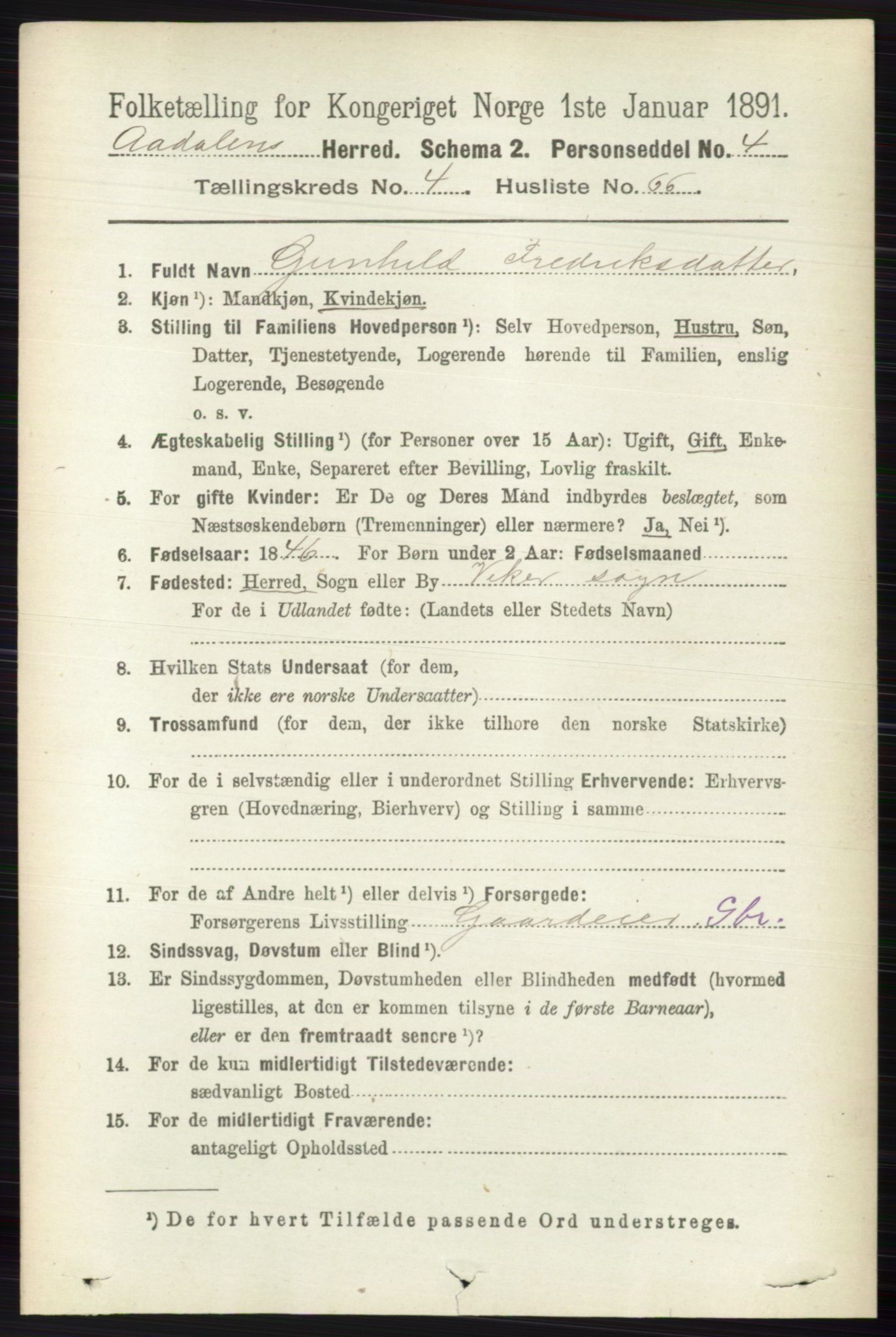 RA, 1891 census for 0614 Ådal, 1891, p. 1912