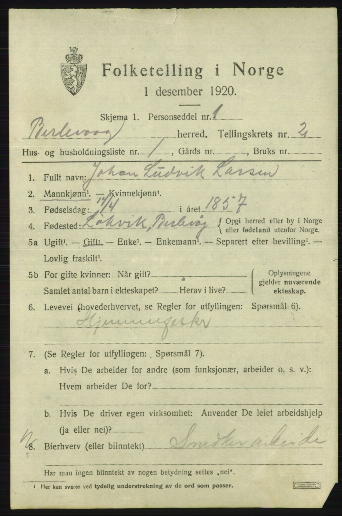 SATØ, 1920 census for Berlevåg, 1920, p. 561