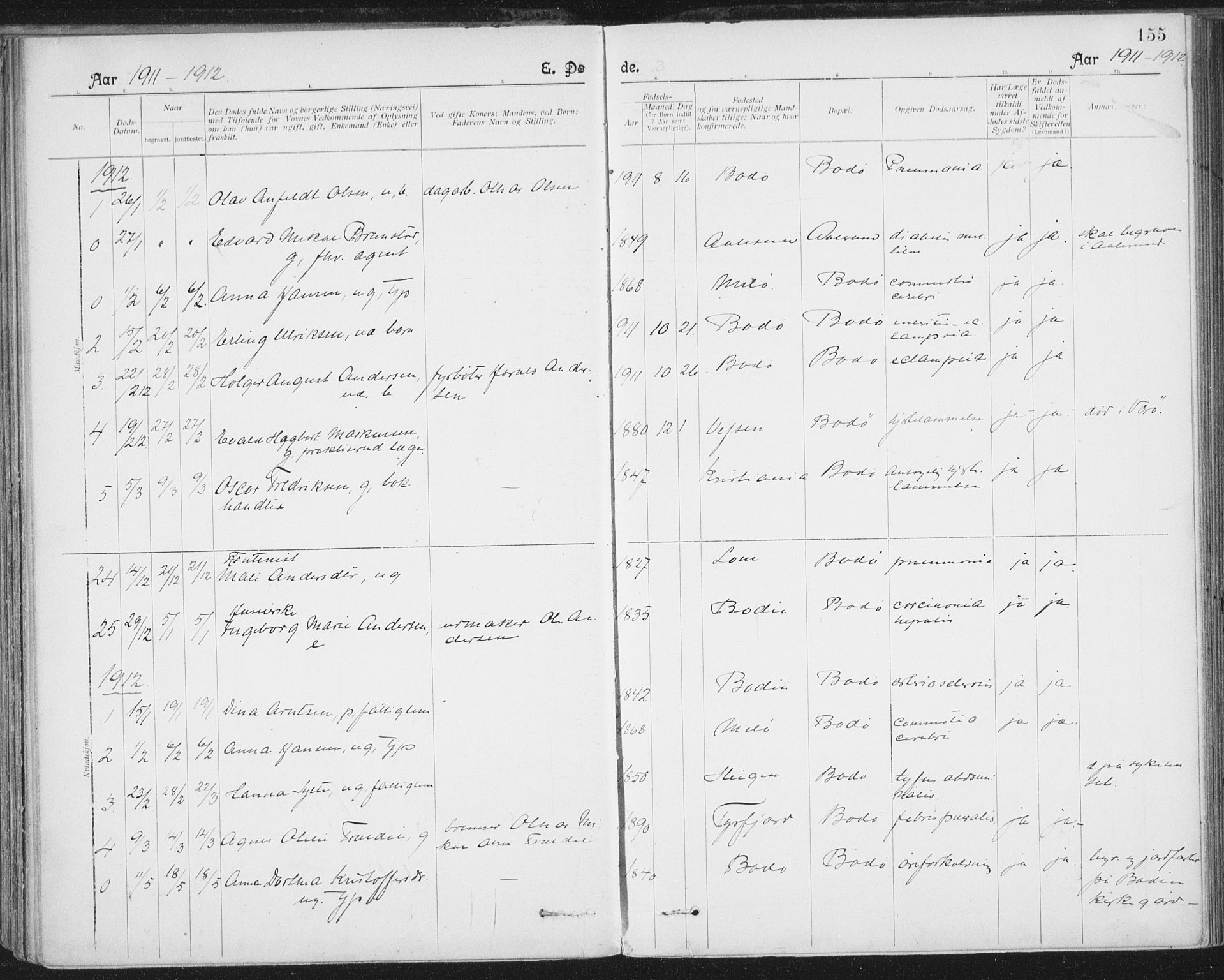 Ministerialprotokoller, klokkerbøker og fødselsregistre - Nordland, SAT/A-1459/801/L0012: Parish register (official) no. 801A12, 1900-1916, p. 155
