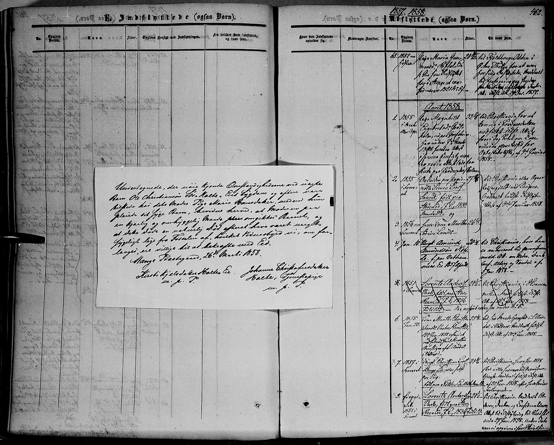 Stange prestekontor, SAH/PREST-002/K/L0012: Parish register (official) no. 12, 1852-1862, p. 462