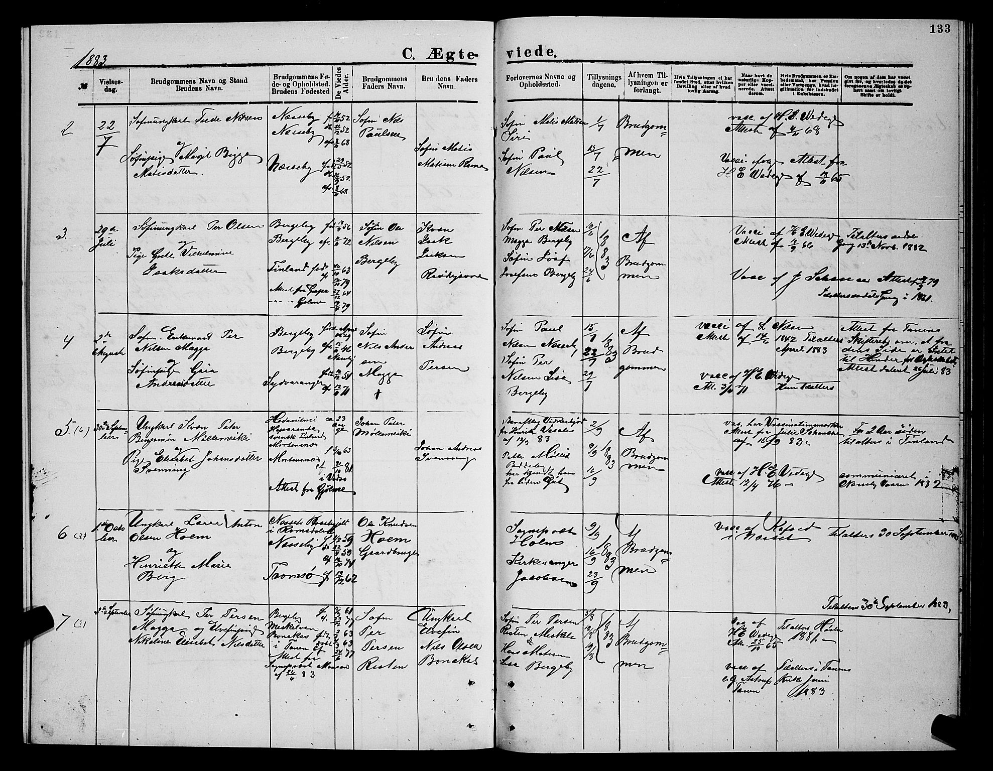 Nesseby sokneprestkontor, AV/SATØ-S-1330/H/Hb/L0004klokker: Parish register (copy) no. 4, 1877-1884, p. 133