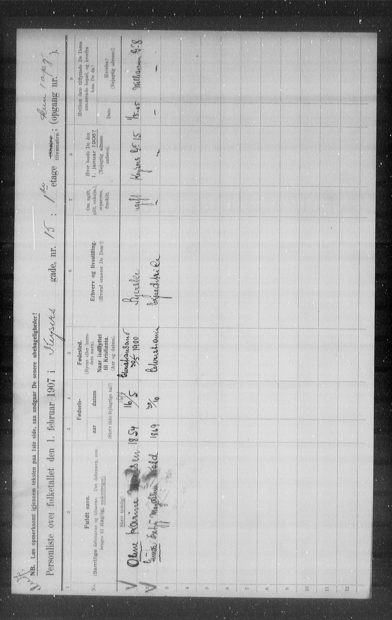 OBA, Municipal Census 1907 for Kristiania, 1907, p. 25174