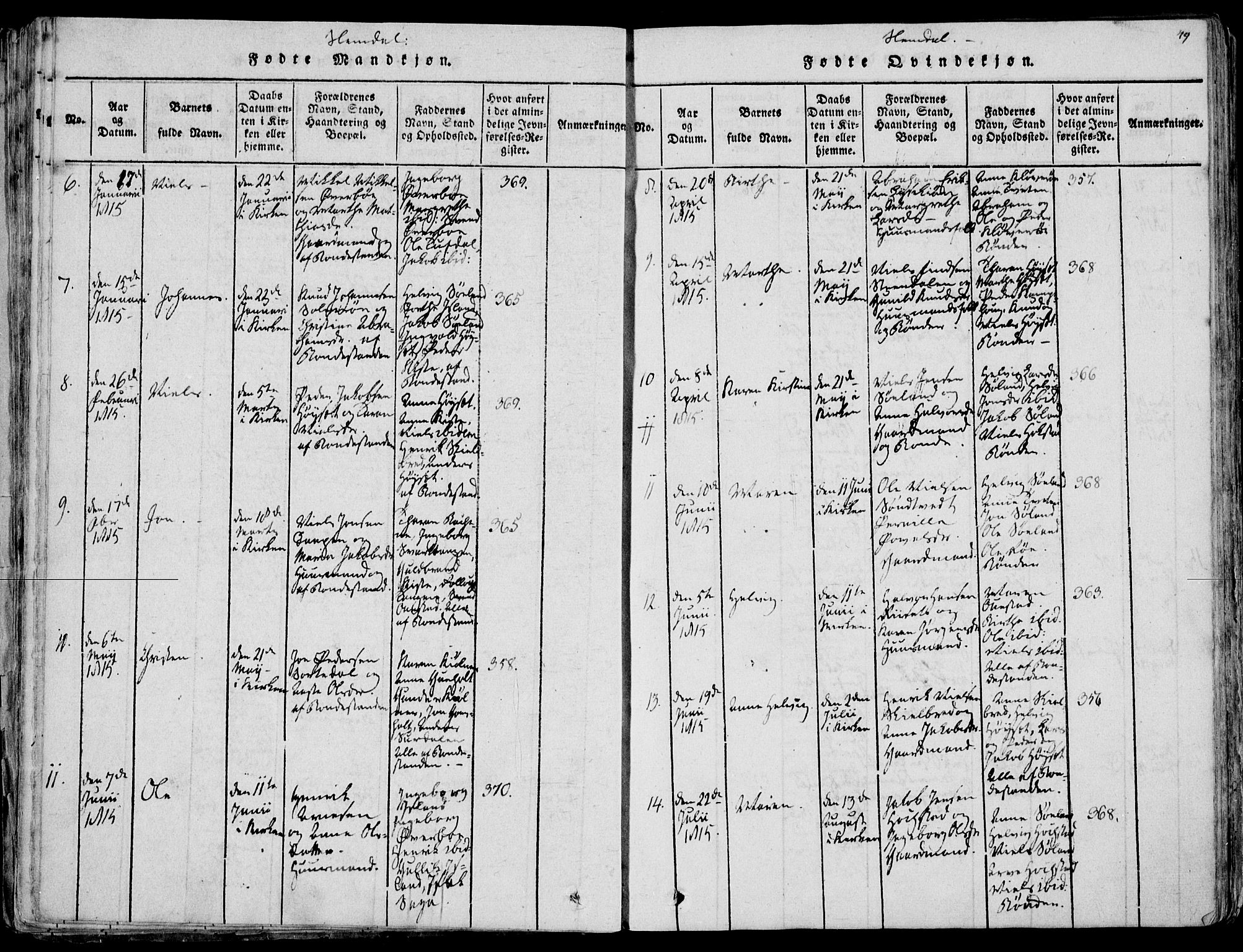 Eidanger kirkebøker, SAKO/A-261/F/Fa/L0007: Parish register (official) no. 7, 1814-1831, p. 49