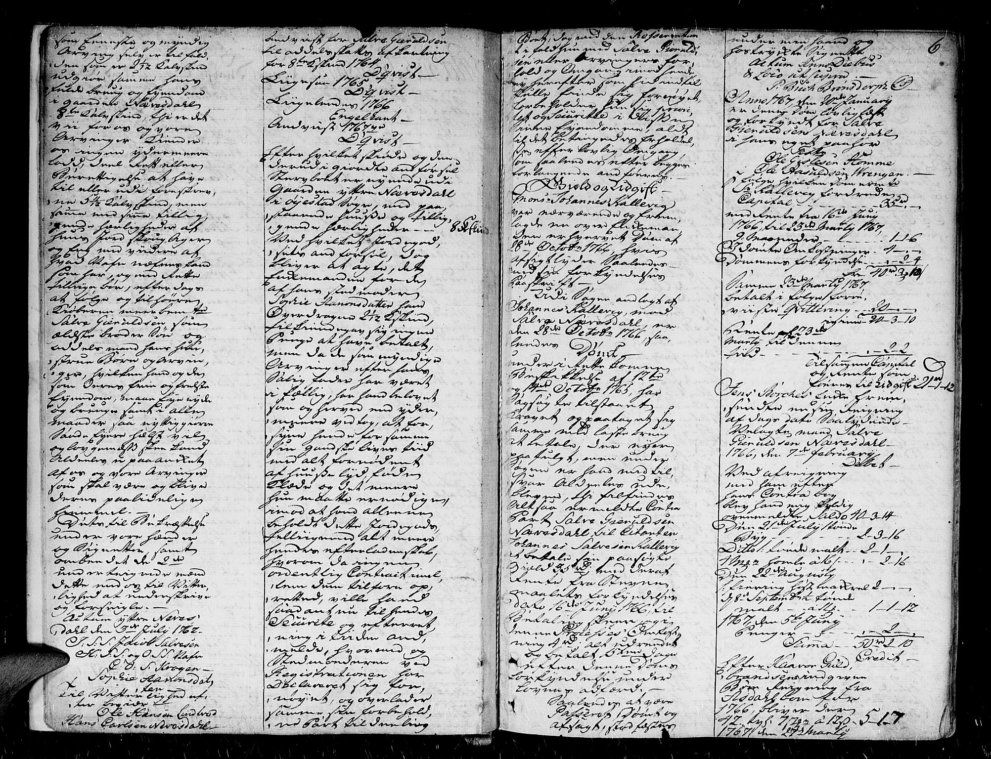Nedenes sorenskriveri før 1824, AV/SAK-1221-0007/H/Hc/L0033: Skifteprotokoll med register nr 22a, 1767-1772, p. 5b-6a