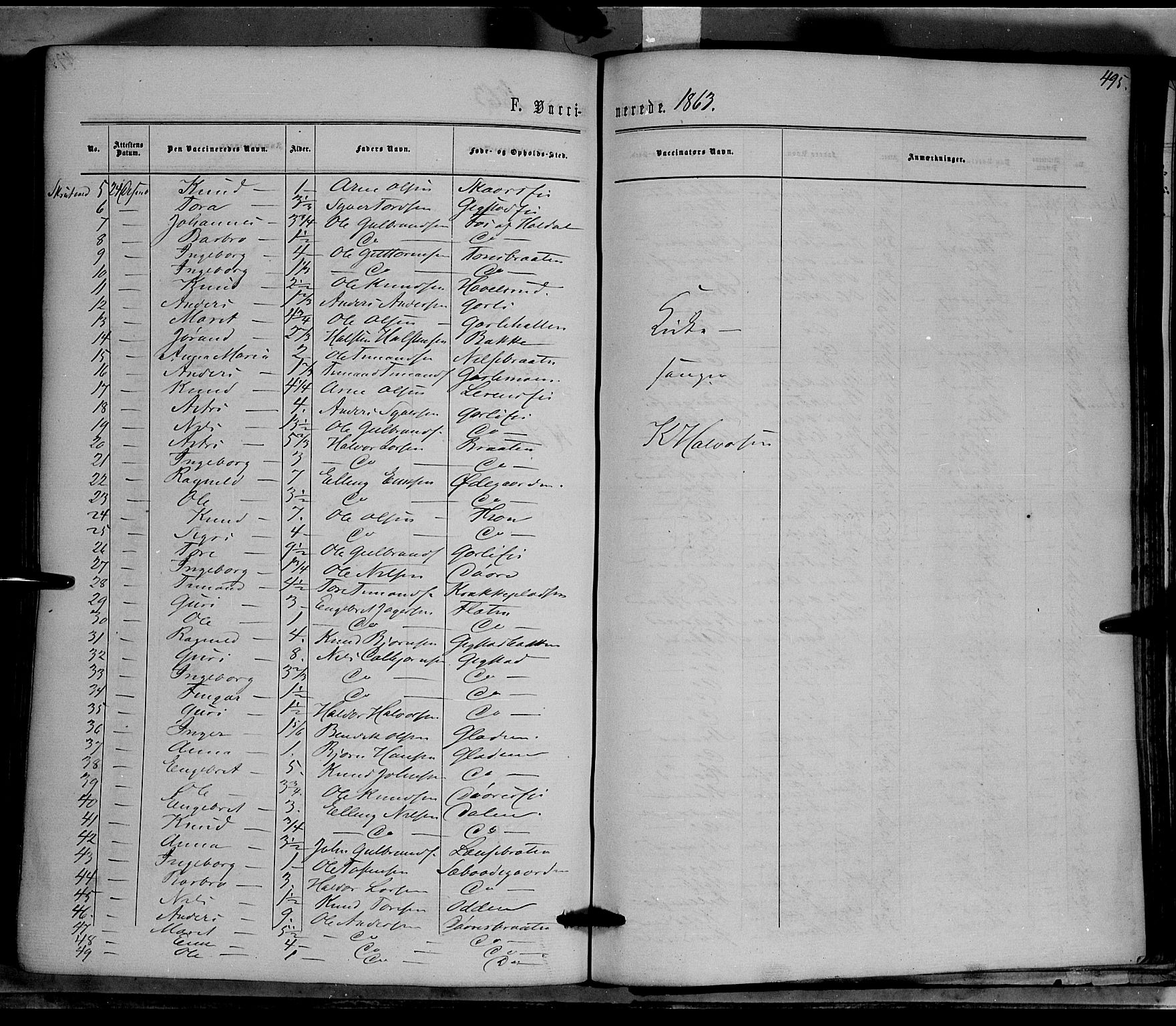 Nord-Aurdal prestekontor, SAH/PREST-132/H/Ha/Haa/L0008: Parish register (official) no. 8, 1863-1875, p. 495