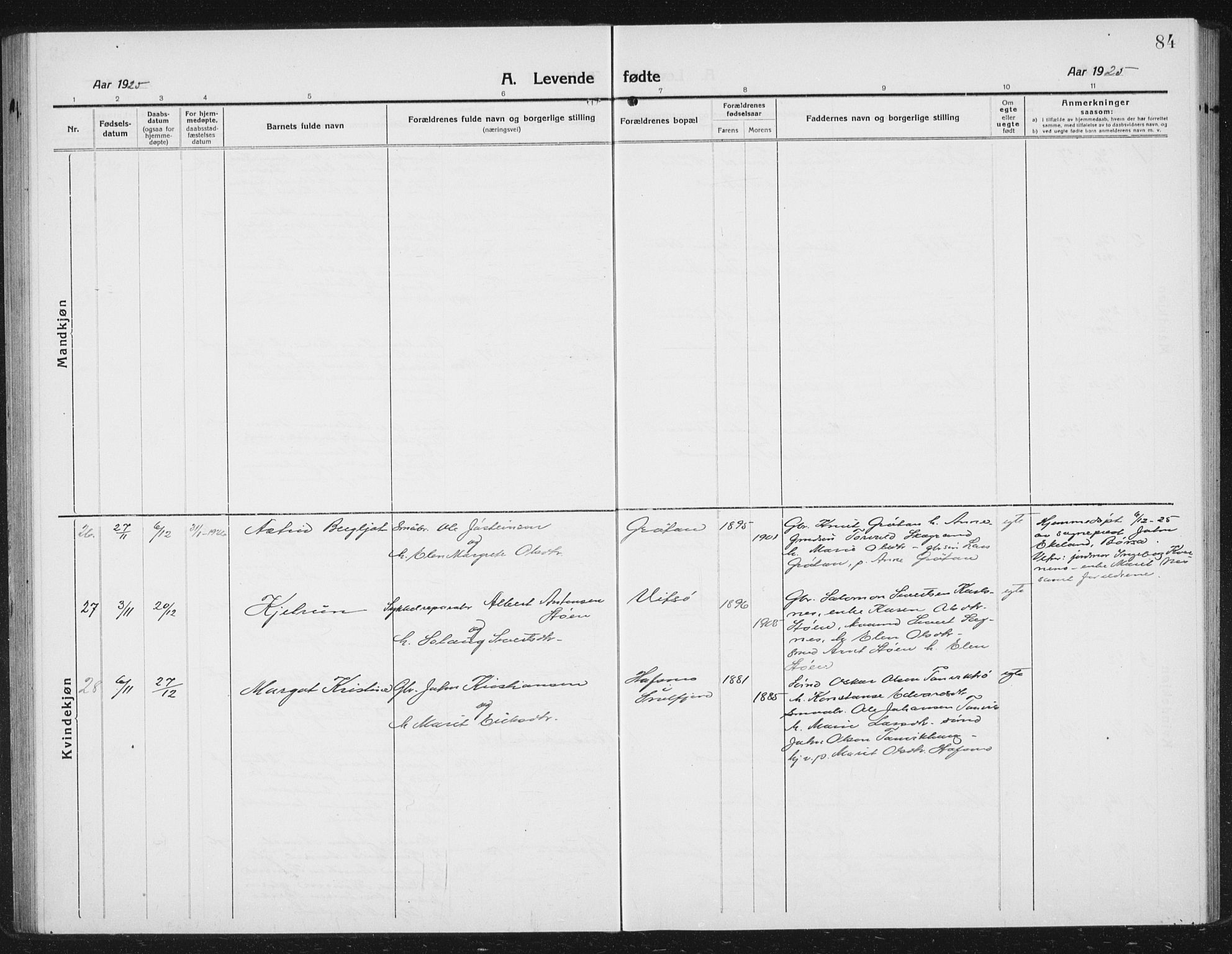 Ministerialprotokoller, klokkerbøker og fødselsregistre - Sør-Trøndelag, SAT/A-1456/630/L0506: Parish register (copy) no. 630C04, 1914-1933, p. 84