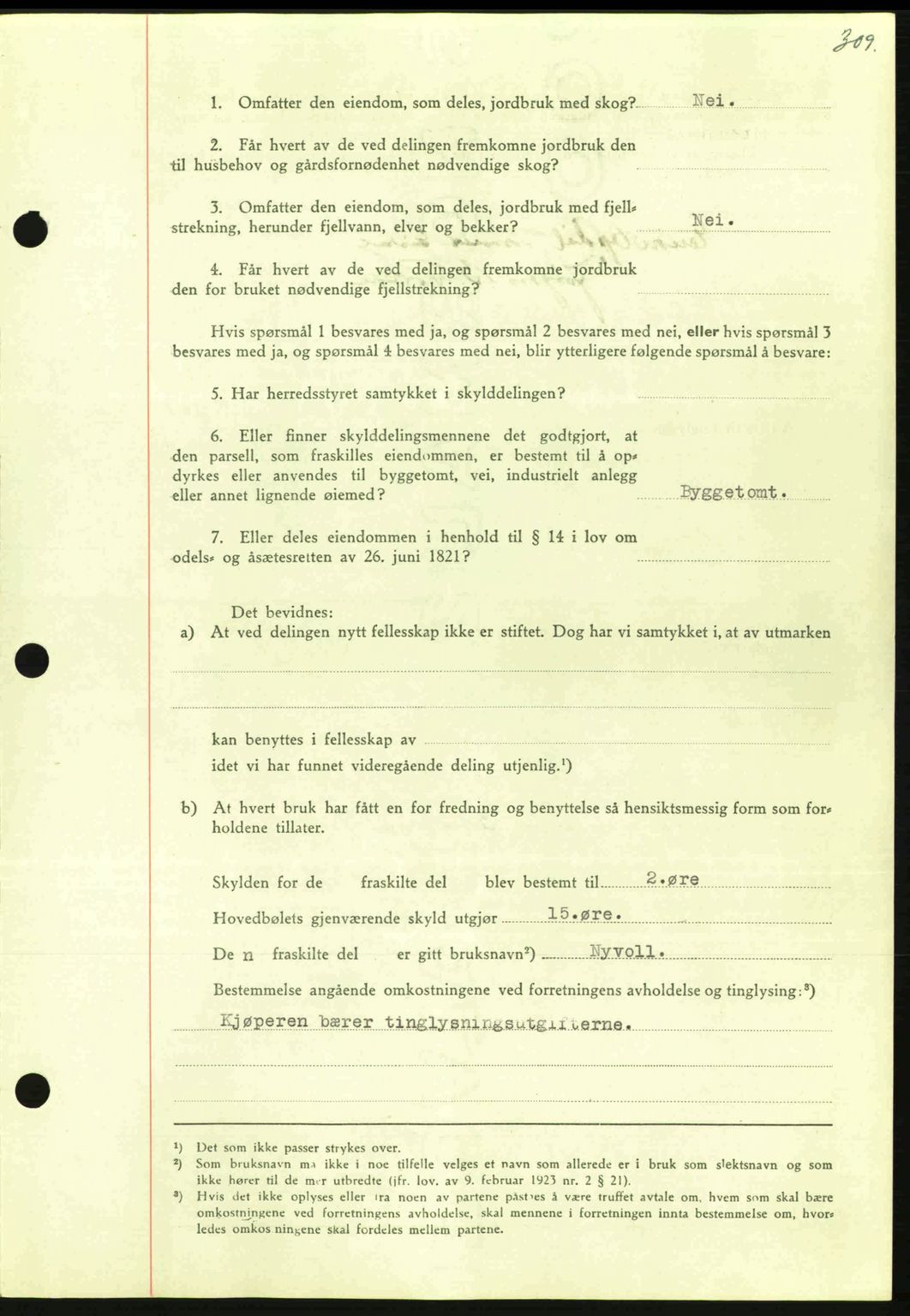 Nordmøre sorenskriveri, AV/SAT-A-4132/1/2/2Ca: Mortgage book no. A100a, 1945-1945, Diary no: : 1490/1945