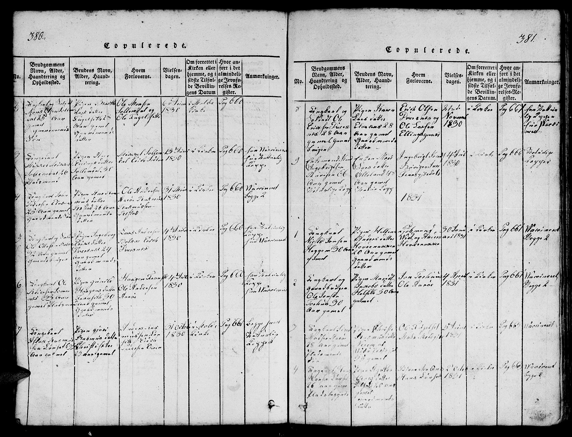 Ministerialprotokoller, klokkerbøker og fødselsregistre - Møre og Romsdal, AV/SAT-A-1454/555/L0665: Parish register (copy) no. 555C01, 1818-1868, p. 380-381