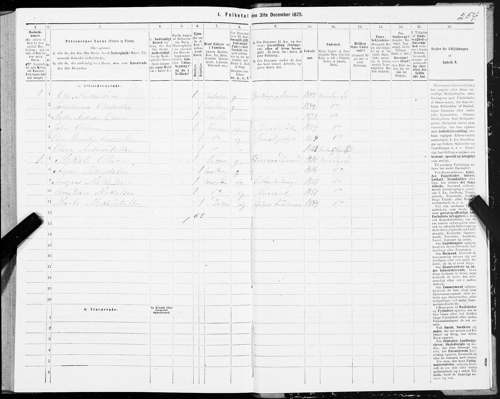 SAT, 1875 census for 1731P Sparbu, 1875, p. 1254