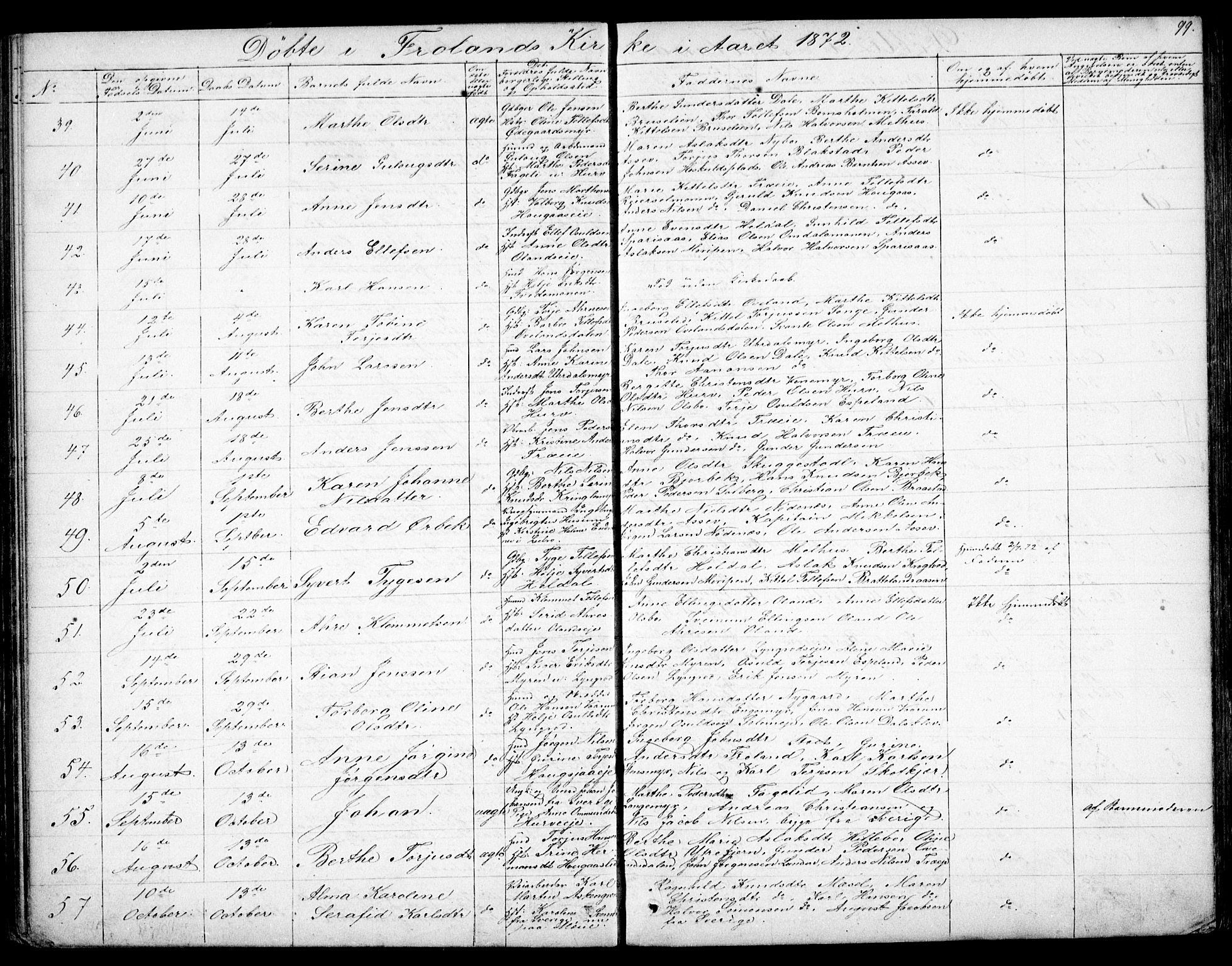 Froland sokneprestkontor, AV/SAK-1111-0013/F/Fb/L0008: Parish register (copy) no. B 8, 1843-1875, p. 99